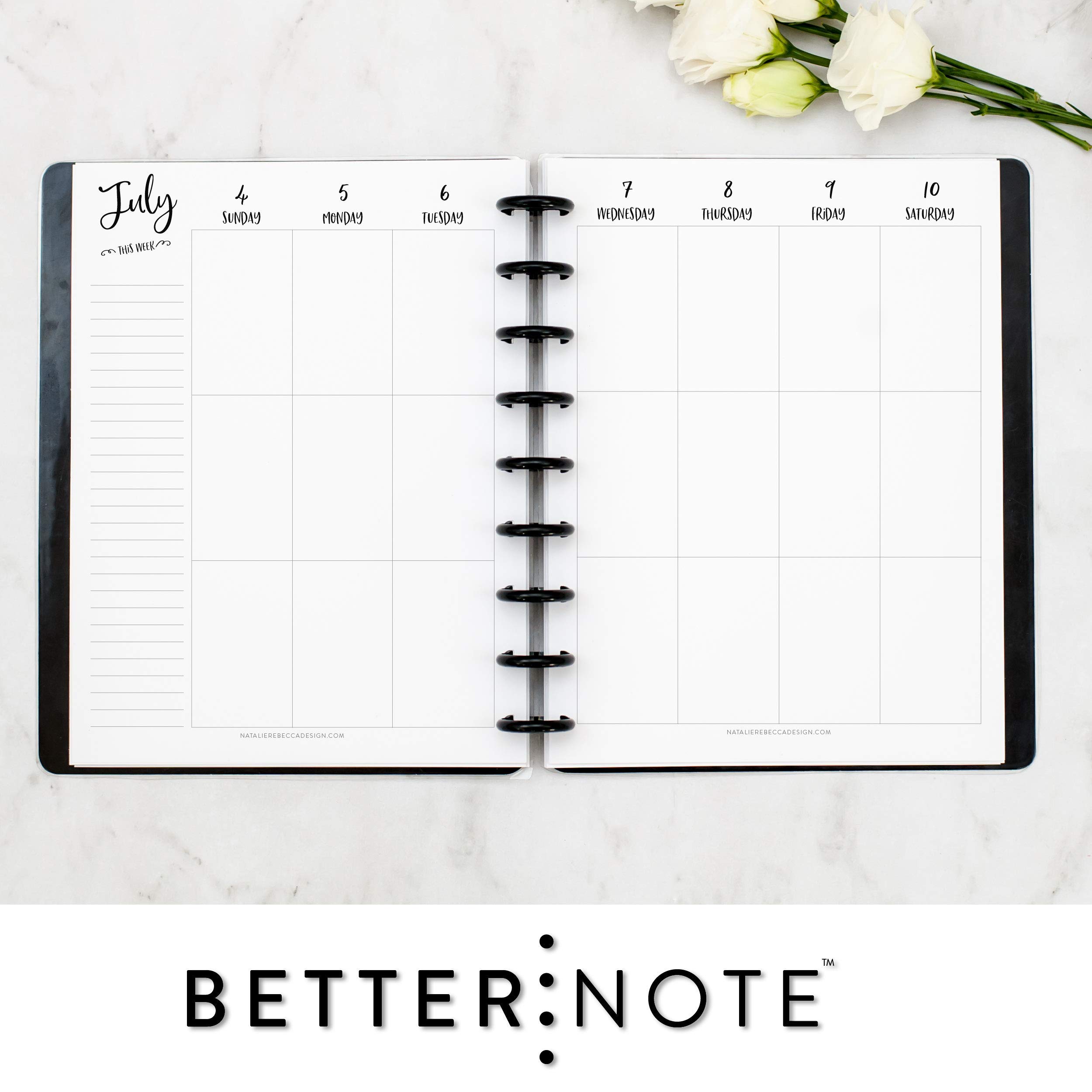 BetterNote July 2025 - June 2026 Academic Vertical Calendar Refill for Disc Notebook - Fits Happy Planner, Levenger Circa Jr, TUL, Arc, NOTIQ - Whimsy Design, 9-Disc, 7