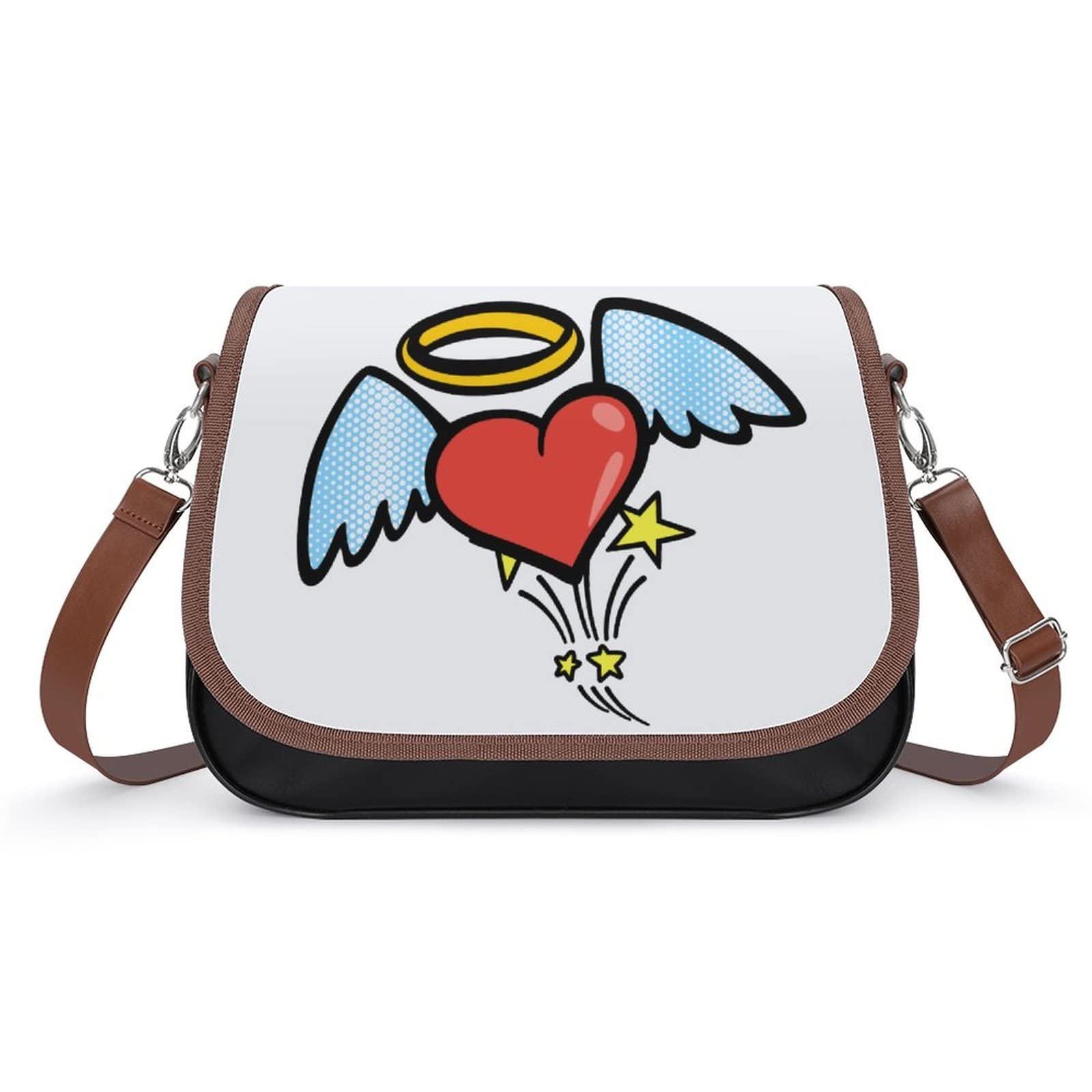 Stylish Medium Crossbody Bags for Women - Printed Shoulder Messenger Purse with Heart & Wing Designs | Perfect for Daily Use, Travel & Casual Outings