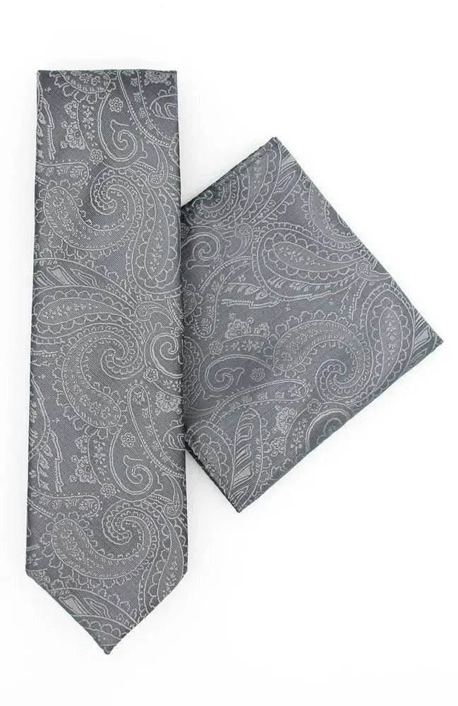 LA Smith Paisley Tie and Pocket Square Set | Classic Silk Necktie & Handkerchief Combo | Perfect for Weddings, Business Meetings & Formal Events