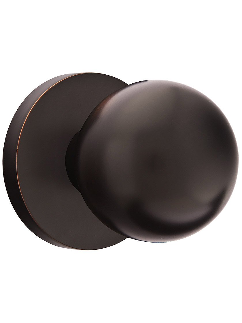 Oil Rubbed Bronze Disc Rosette Door Set with Orb Knobs - Double Dummy Design for Interior Doors, Bedrooms & Closets