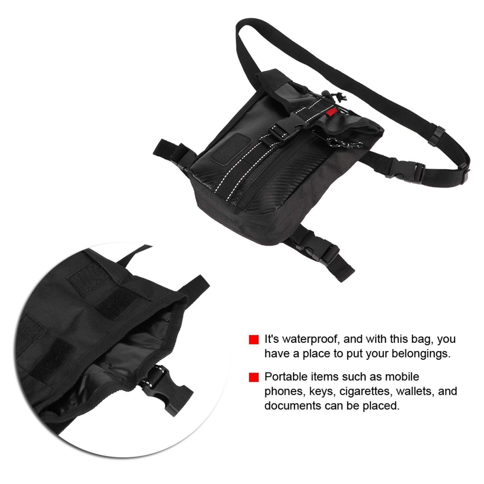 Acouto Carbon Fiber Cycling Waist Bag - Waterproof Motorcycle Leg Pack for Biking & Outdoor Sports - Durable Black Storage Pouch for Phone, Wallet & Essentials