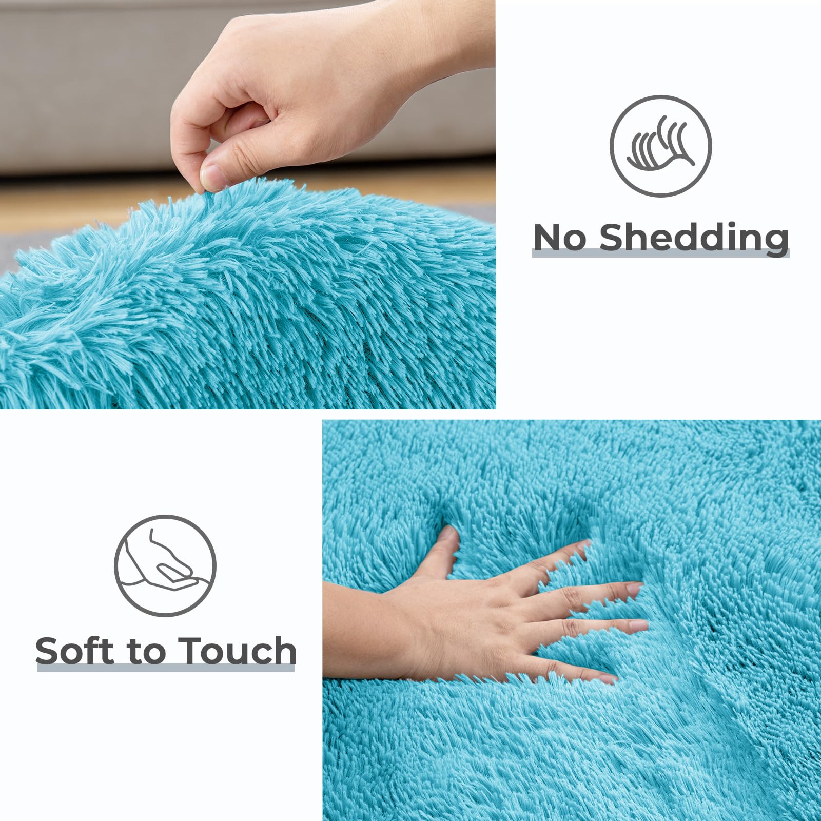 8x10 Fluffy Area Rugs - Non-Slip Plush Shaggy Carpet for Living Room, Bedroom, Nursery, Dorm & Playroom - Ultra Soft Fuzzy Blue Rug for Cozy Home Decor & Kids Play Area