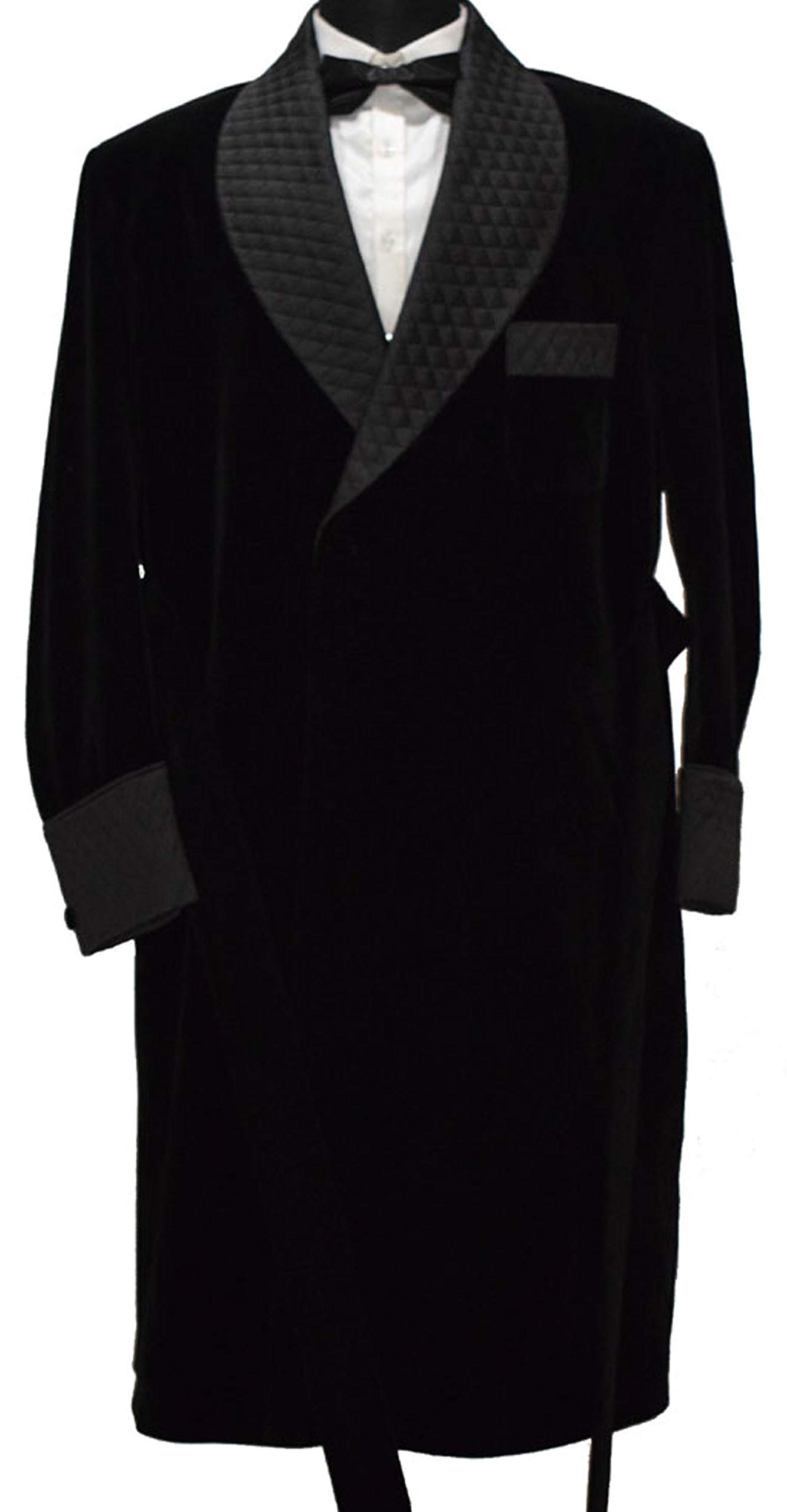 Men's Black Smoking Jacket - Designer Quilted Formal Coat with Belt for Weddings & Parties | Elegant Evening Wear for Groom, Prom & Special Occasions