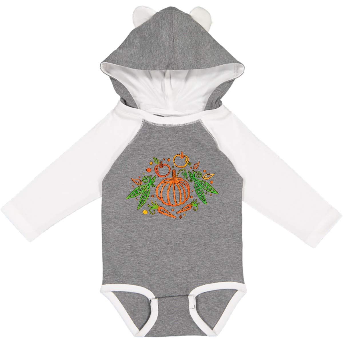 Inktastic Thanksgiving Pumpkin Vegetables Fruit Harvest Long Sleeve Baby Bodysuit - Perfect for Fall Family Photos & Holiday Gatherings