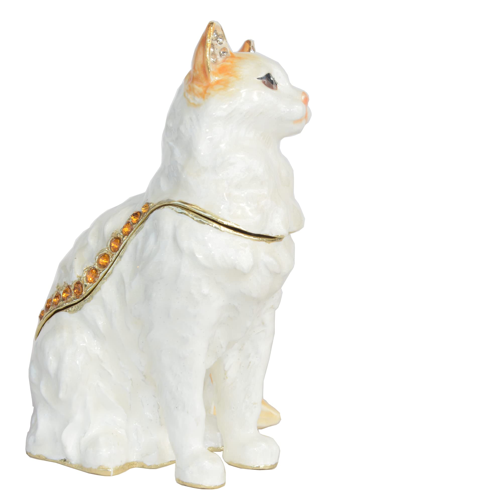 Hand-Painted Persian Cat Jewelry Box - Decorative Trinket Box with Hinged Lid, Ring & Earring Holder - Cat Figurine Collectible Gift for Cat Lovers - Perfect for Jewelry Storage, Home Decor & Gift Giving