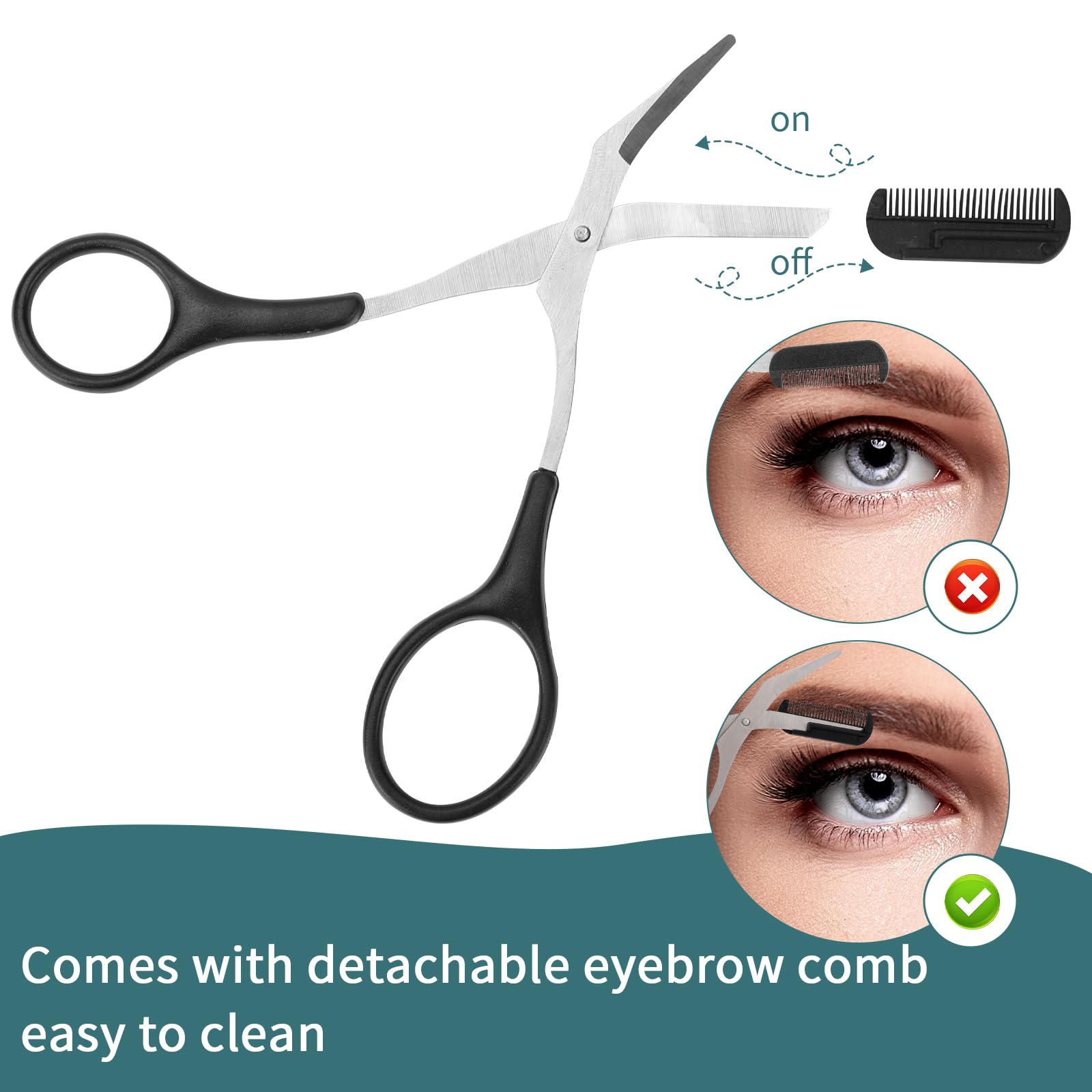 Professional Eyebrow Scissors with Comb - Ultra Sharp Precision Trimmer for Perfect Eyebrow Shaping | Non-Slip Finger Grips for Safe & Easy Grooming | Ideal for Men & Women at Home or Salon Use