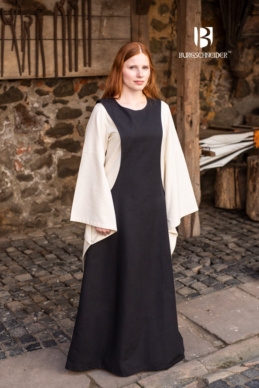 Isabella Black Surcoat - Medieval Renaissance Costume Dress for Women - Perfect for LARP, Cosplay, and Historical Reenactments