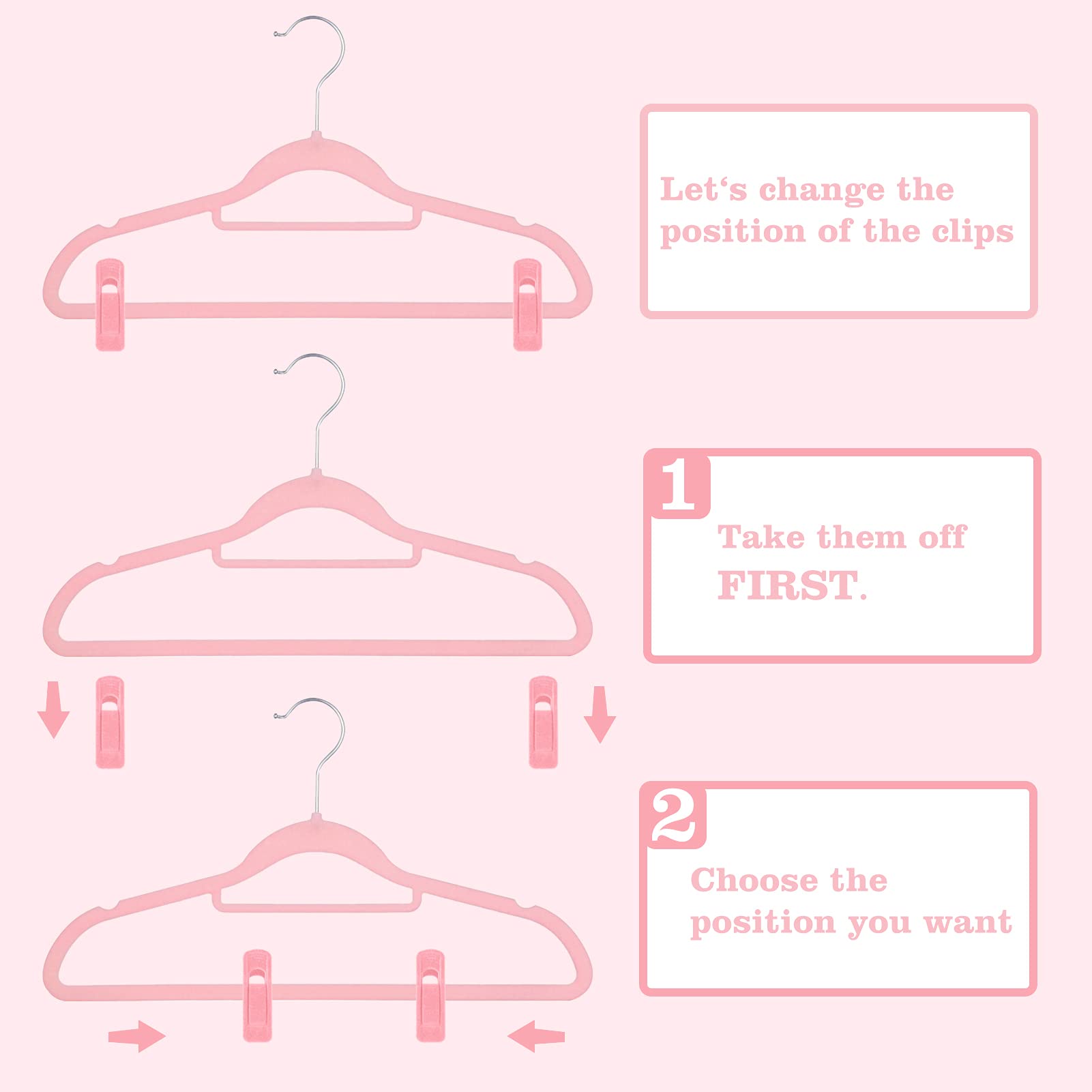 Blush Pink Velvet Hangers with Clips - 20 Pack Strong Non-Slip Pants Hangers for Delicate Clothing | Perfect for Wardrobe Organization, Closet Storage & Travel Use