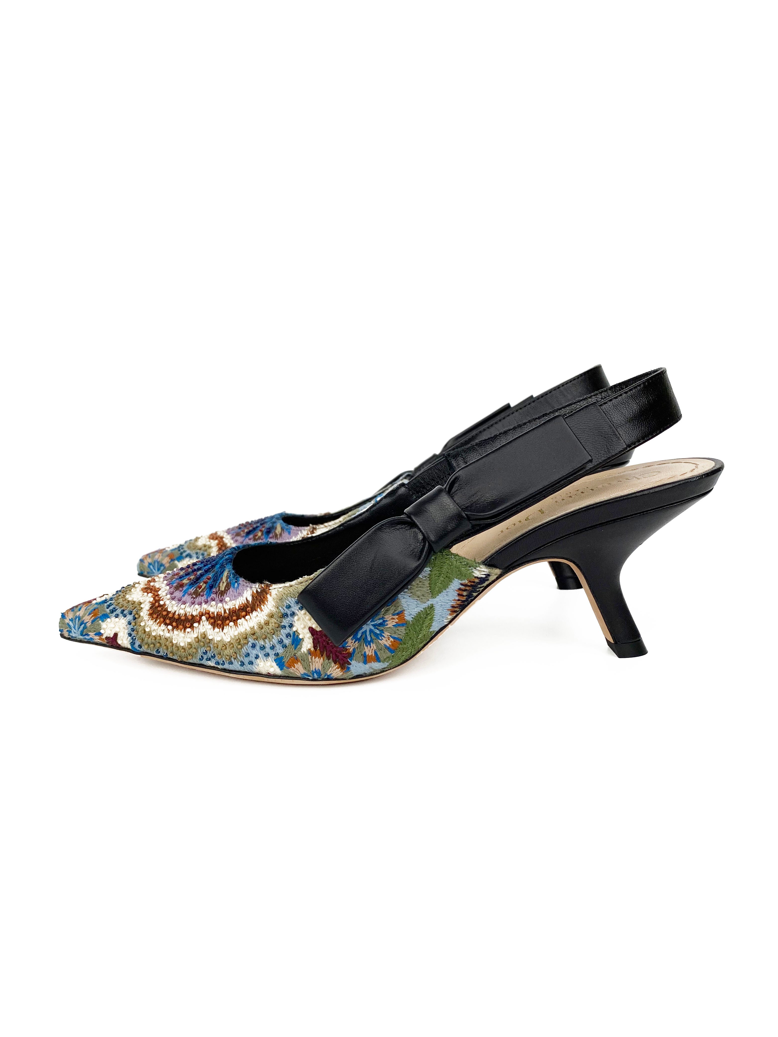 Dior Sweet D Kaleidoscope Slingback Heels - Women's Size 37.5 (US 7.5) | Luxury Designer High Heel Sandals for Parties, Weddings & Special Occasions