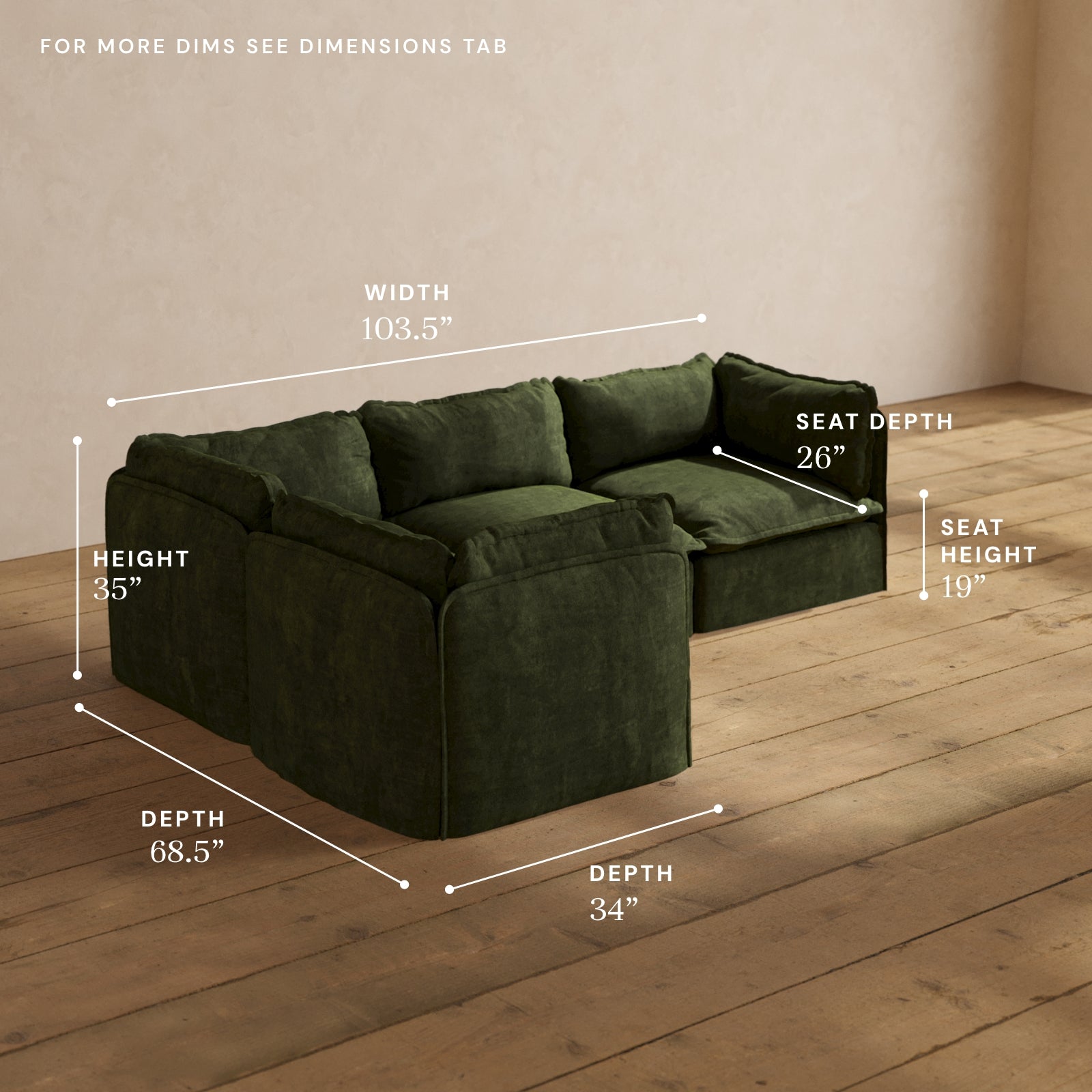 Modular Performance 4-Seater Corner Sectional Sofa in Olive Green Fabric | Modern L-Shaped Couch for Living Room | Perfect for Family Gatherings & Movie Nights
