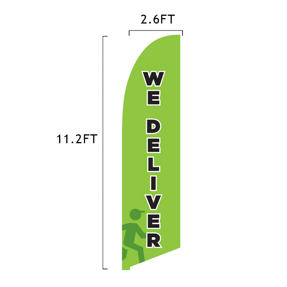 Vispronet 13.5ft Feather Flag Kit with Cross Base, Weight Bag & Pole Sleeve - Premium Outdoor Advertising for Restaurants, Shops & Events - Made in USA - Perfect for Grand Openings, Sales Promotions & Street Marketing