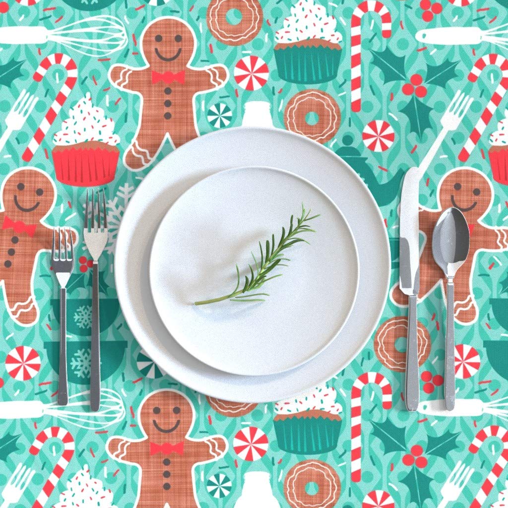 Custom Gingerbread Christmas Treats Cotton Sateen Tablecloth 90