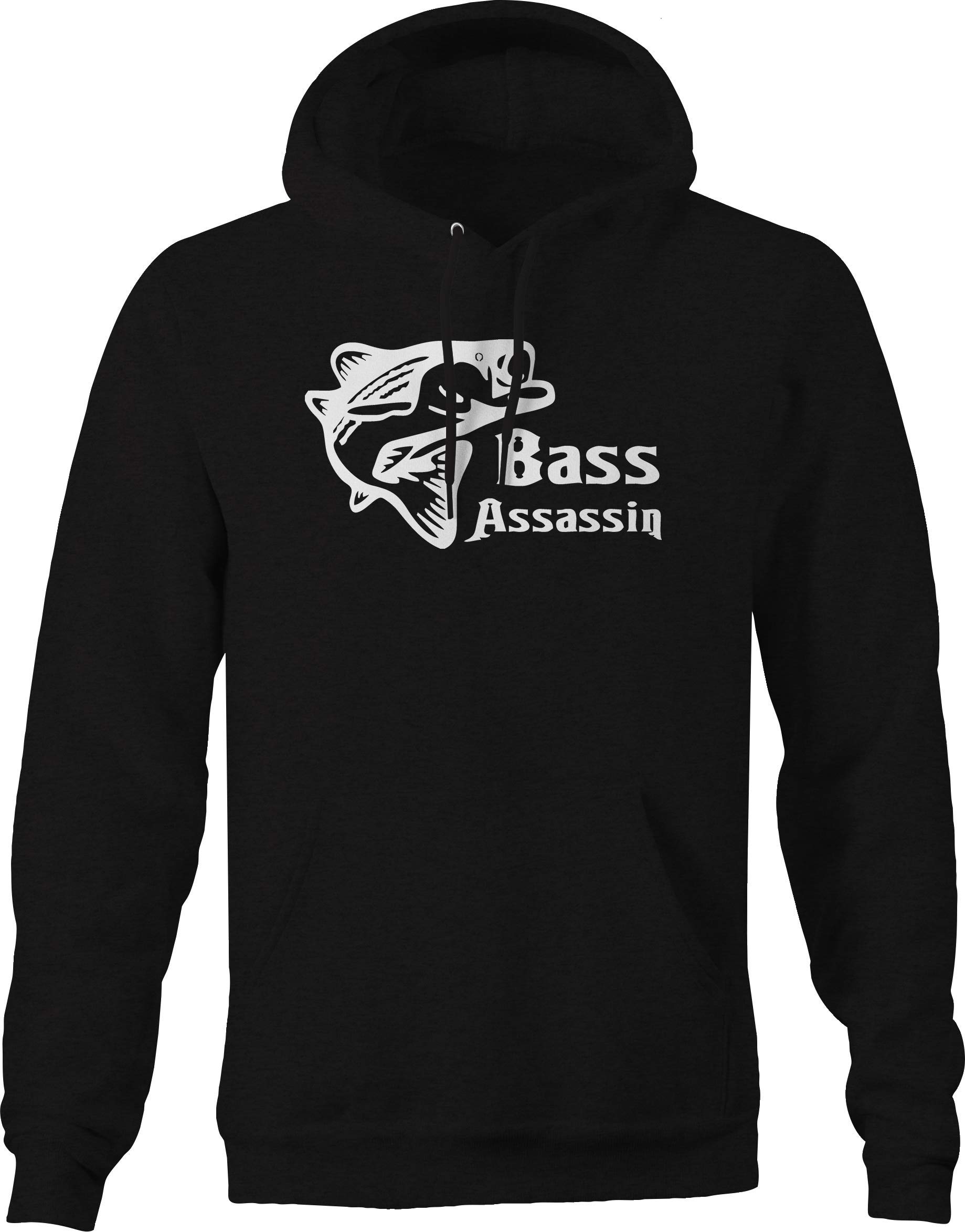 Bass Assassin Men's Black Hoodie - Soft Cotton Pullover Sweatshirt for Fishing, Outdoor & Casual Wear