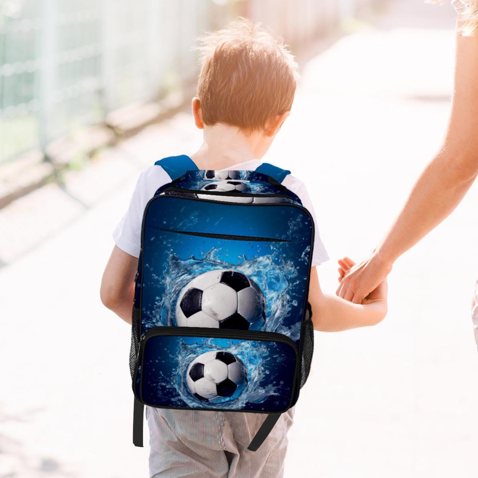 Men's & Women's Travel Backpack - Durable Blue Ocean Football Water Resistant Backpack for Hiking, Camping & Outdoor Adventures