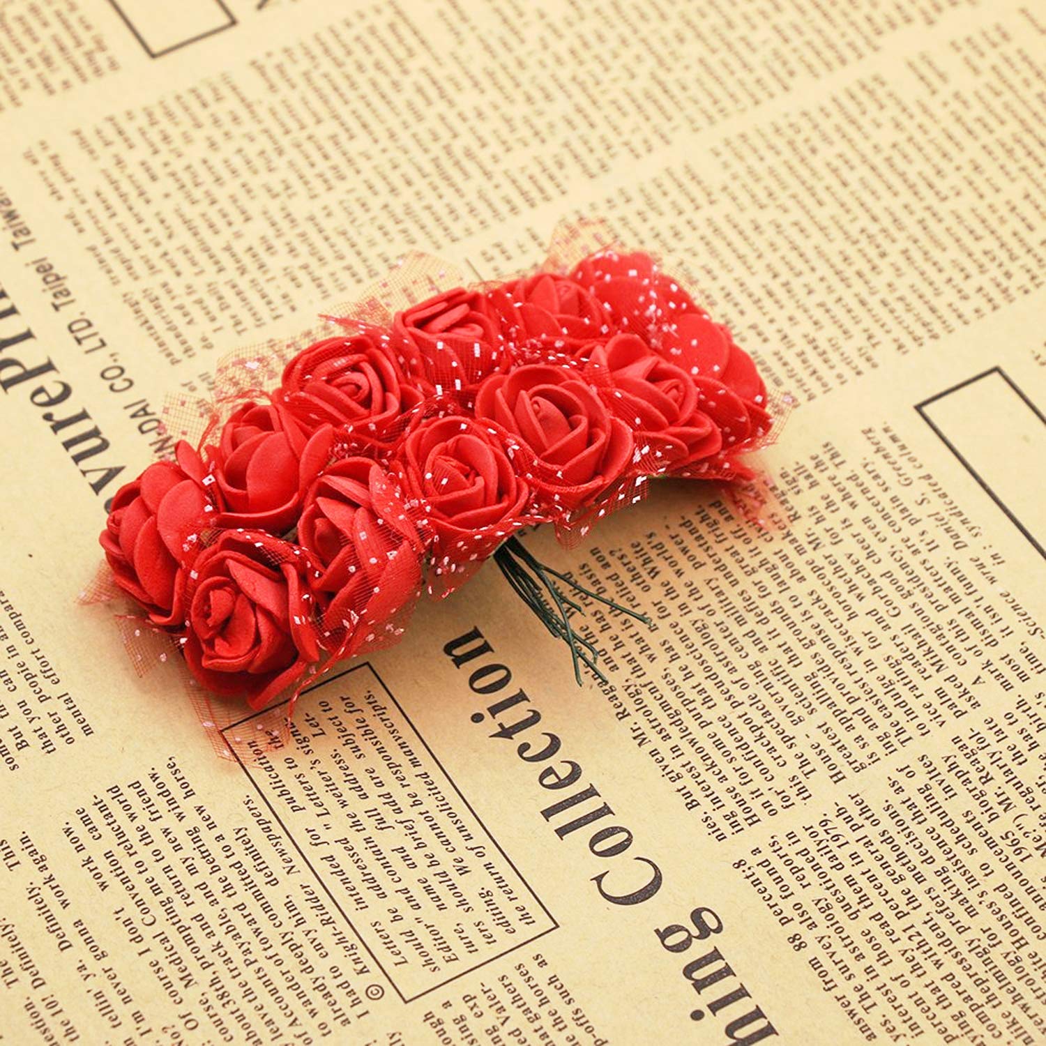 Elegant Aainaa Floral Hair Pins for Women & Girls - Bridal Hair Accessories Set with Side Combs (Red) | Perfect for Weddings, Prom, Parties & Special Occasions