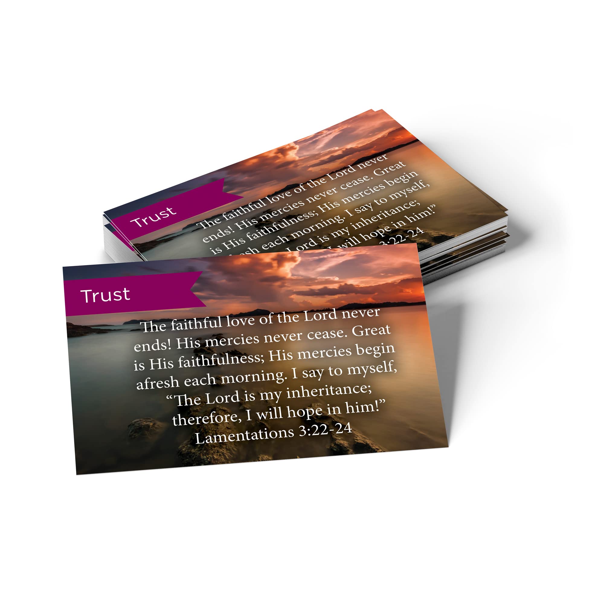 Trust Scripture Cards - Lamentations 3:22-24, Pack of 25 Bible Verse Cards for Devotion & Study | Christian Encouragement Gifts