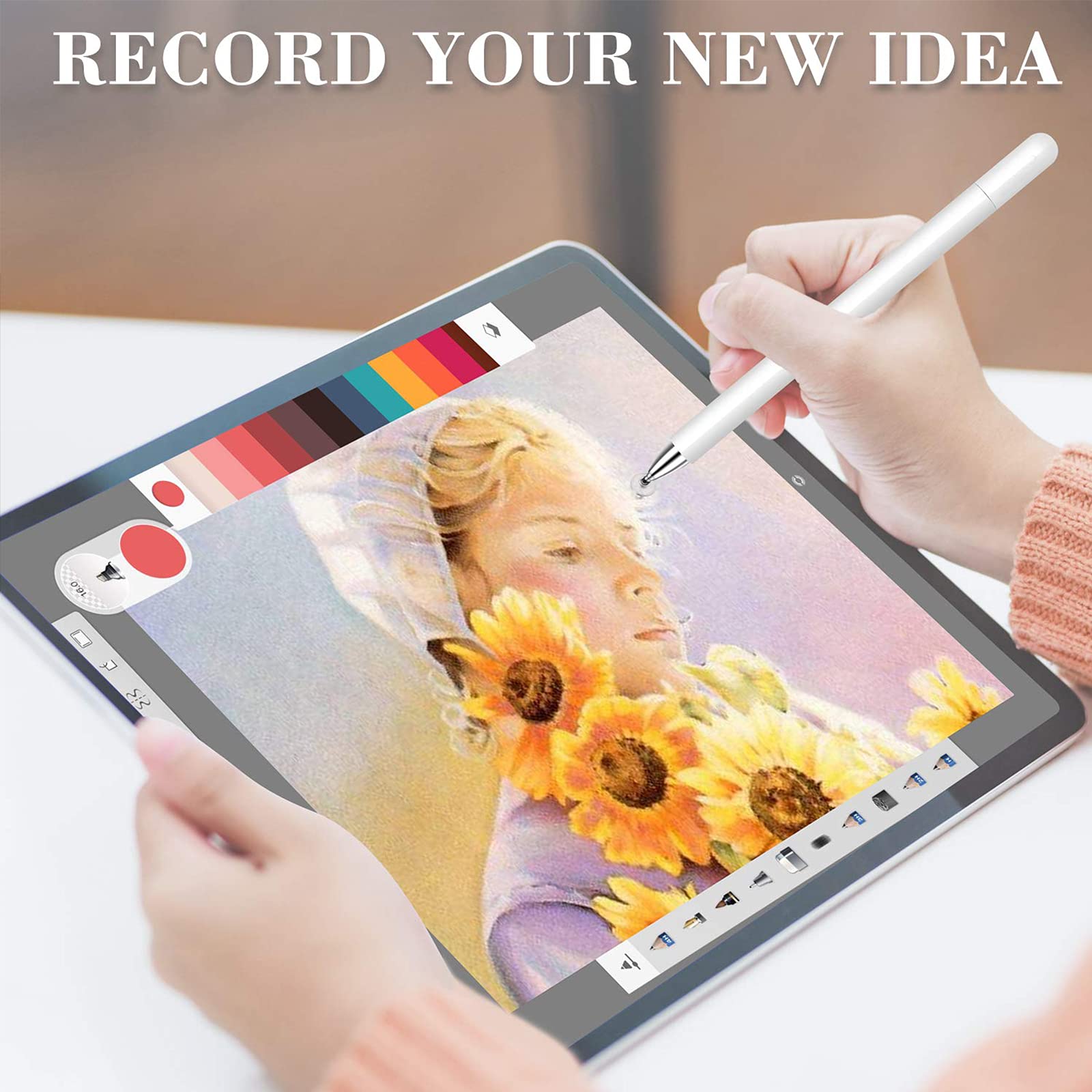 Premium Magnetic Disc Stylus Pen for Apple iPad, iPhone, Pro, Mini, Air & Android Devices - Touch Screen Pencil with Replaceable Disc Tips & Artist Gloves - Perfect for Digital Art, Note Taking & Professional Presentations