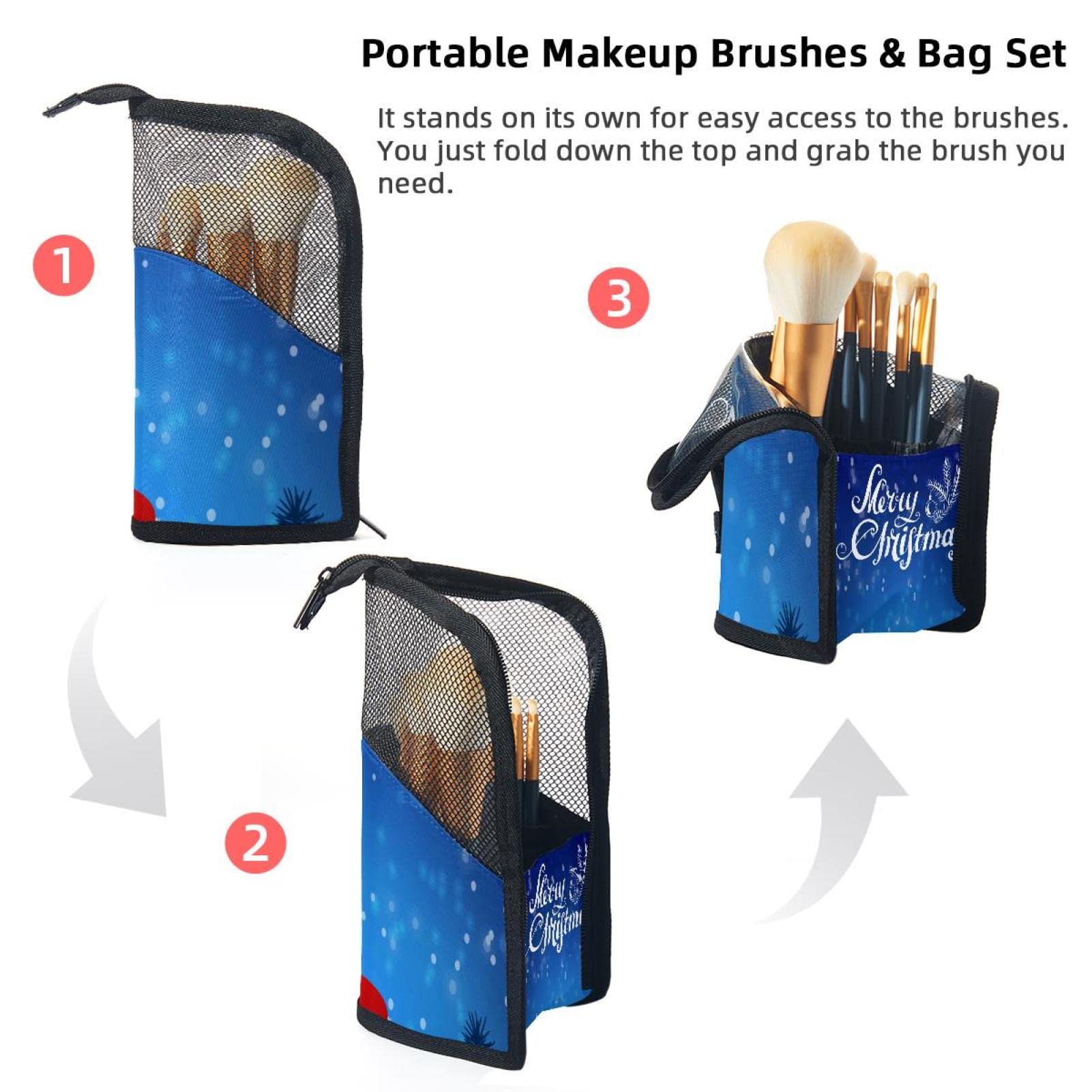 12-Piece Makeup Brush Organizer Bag with Portable Case - Waterproof Travel Cosmetic Brush Holder for Makeup Artists & On-the-Go Use (Perfect for Travel, Home Vanity & Professional Makeup Kits)