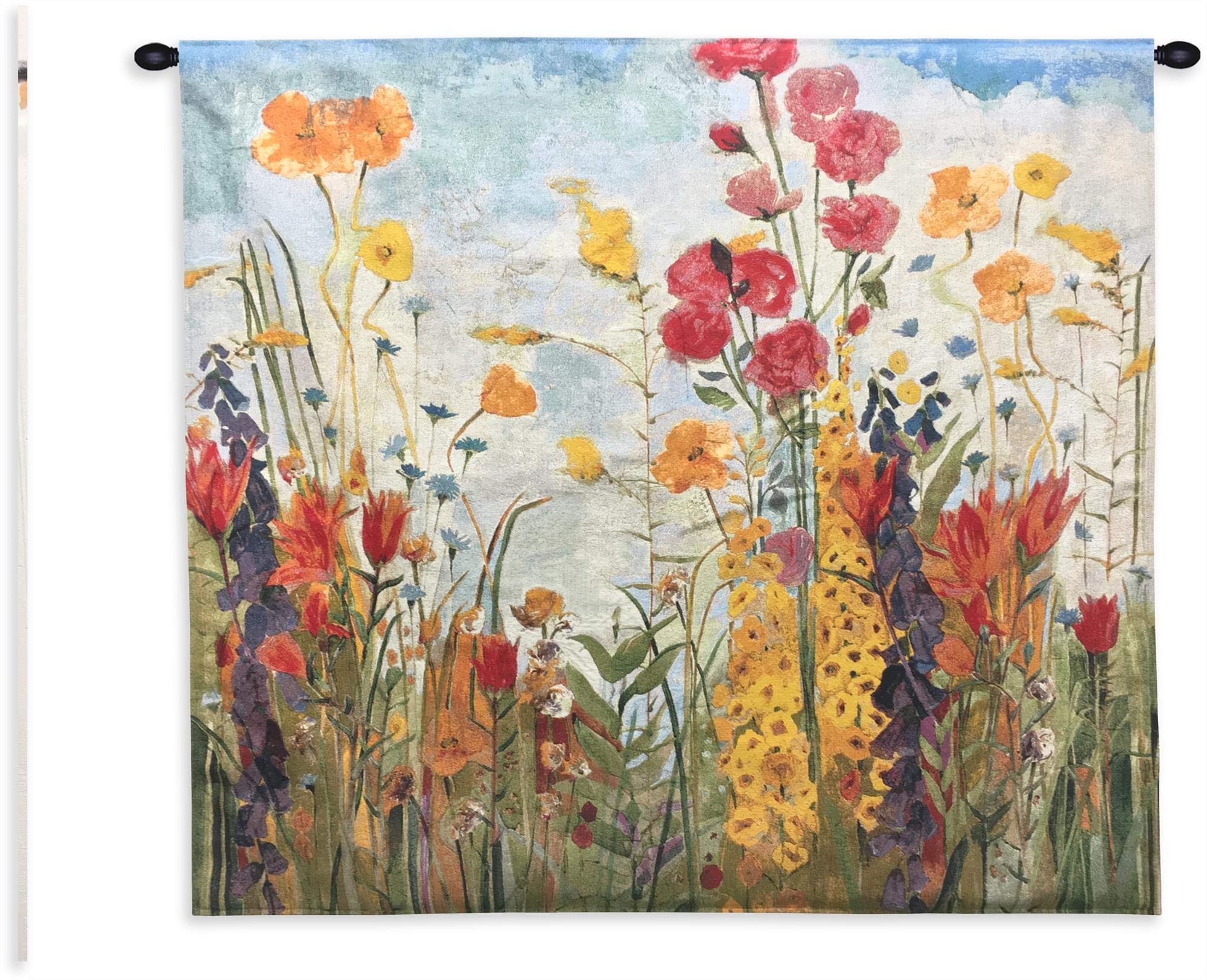 Laughter by Jill Martin - 45x45 Inch Woven Cotton Tapestry Wall Hanging Decor | Vibrant Floral Garden Design | USA Made Home & Office Art | Perfect for Living Room, Bedroom or Dorm Decoration