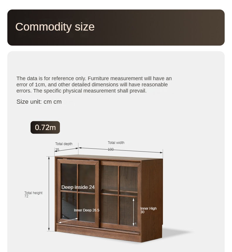 Solid Oak Wood Sliding Door Bookcase - Rustic Bookshelf for Living Room, Bedroom, or Home Office Storage