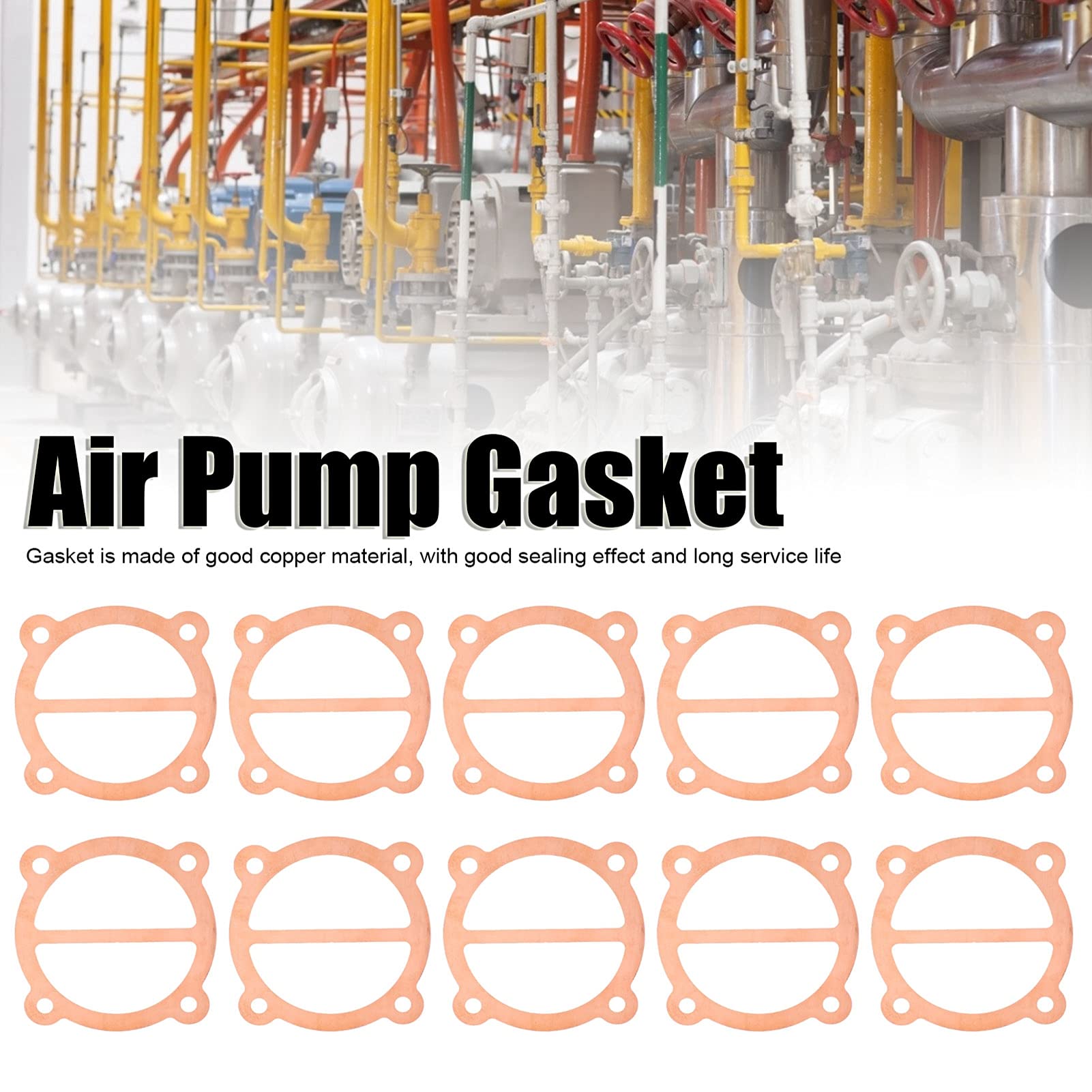 10 Pcs 65mm Copper Air Compressor Gasket Kit - Replacement Cylinder Gasket for Air Pump, HVAC Systems & Industrial Machinery (Durable Sealing Solution)