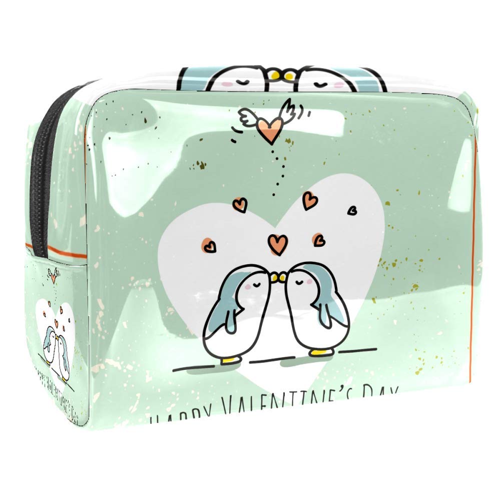 Portable Makeup Bag with Zipper - Travel Toiletry Organizer for Women, Cosmetic Pouch with Heart Love Symbol - Perfect for Travel, Gym, and Daily Beauty Storage