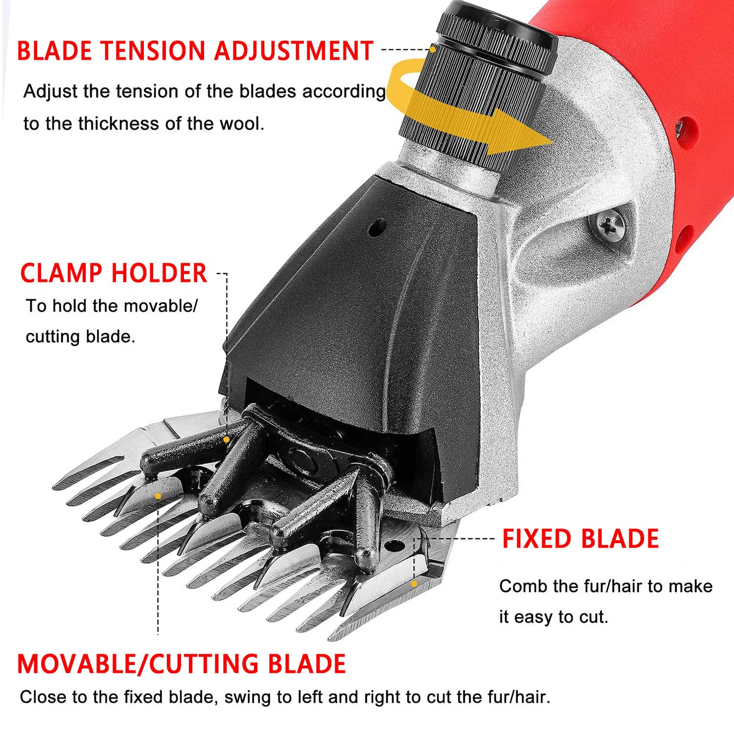 Professional 6-Speed Heavy Duty Electric Sheep & Goat Clippers - Livestock Shearing Tool for Thick Coat Animals (Wool, Fur, Hair) | Perfect for Farm Animals, Alpacas, Llamas & Pet Grooming
