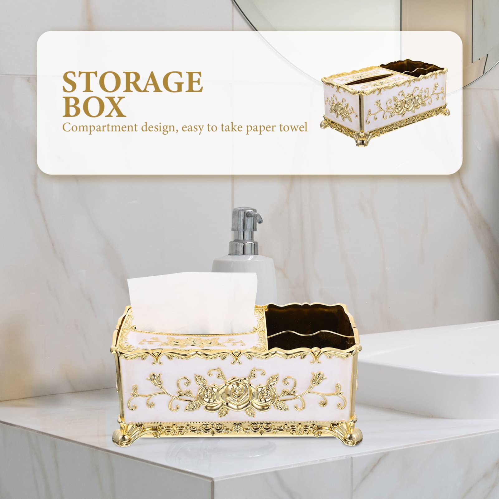 European Style Decorative Toilet Paper Holder Box - Plastic Multifunctional Remote Control Retro Tissue Storage | Perfect for Bathroom, Living Room & Office Organization