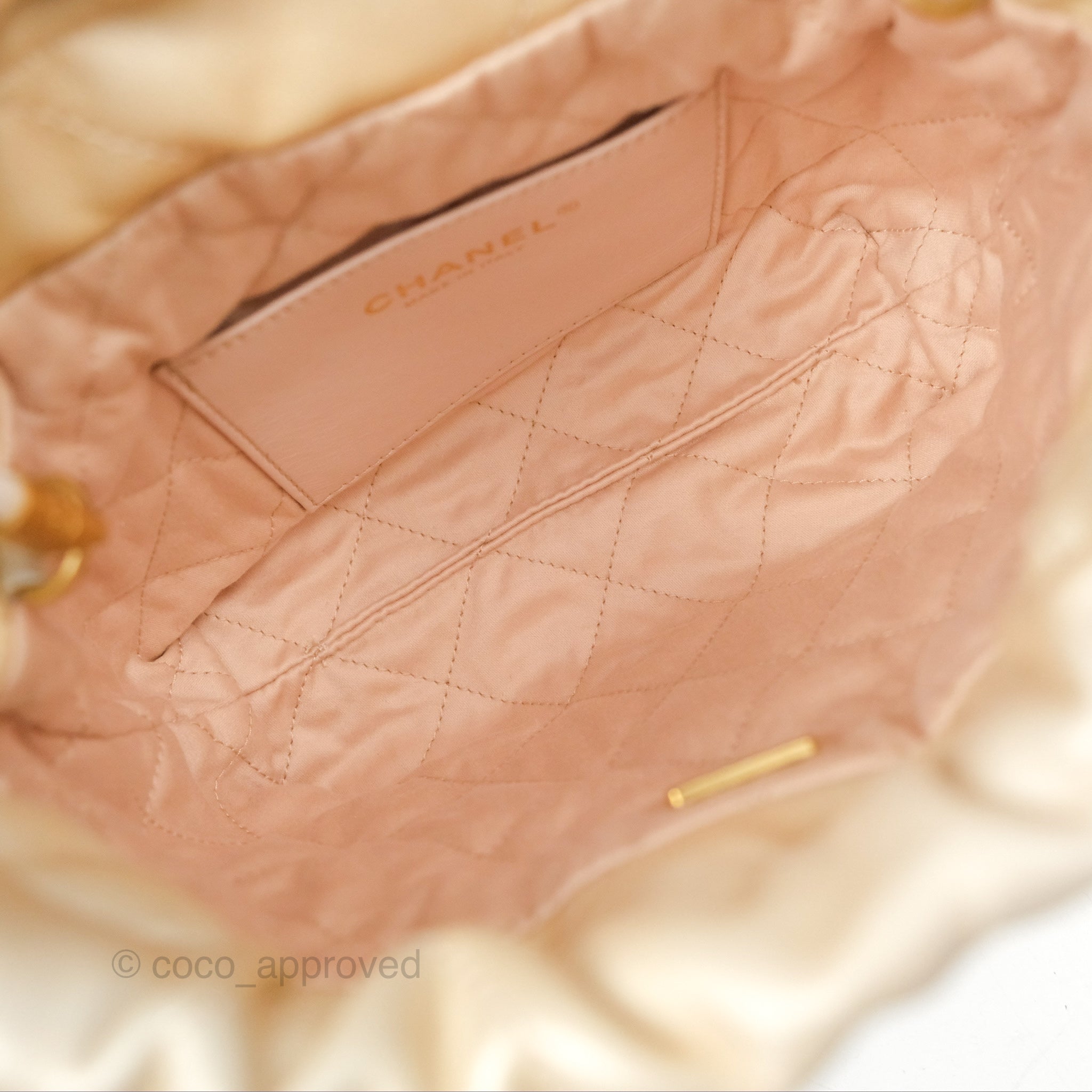 Chanel 22 Mini Bag Iridescent Light Pearly Calfskin with Aged Gold Hardware - Luxury Crossbody Purse for Women, Perfect for Parties, Date Nights & Special Occasions