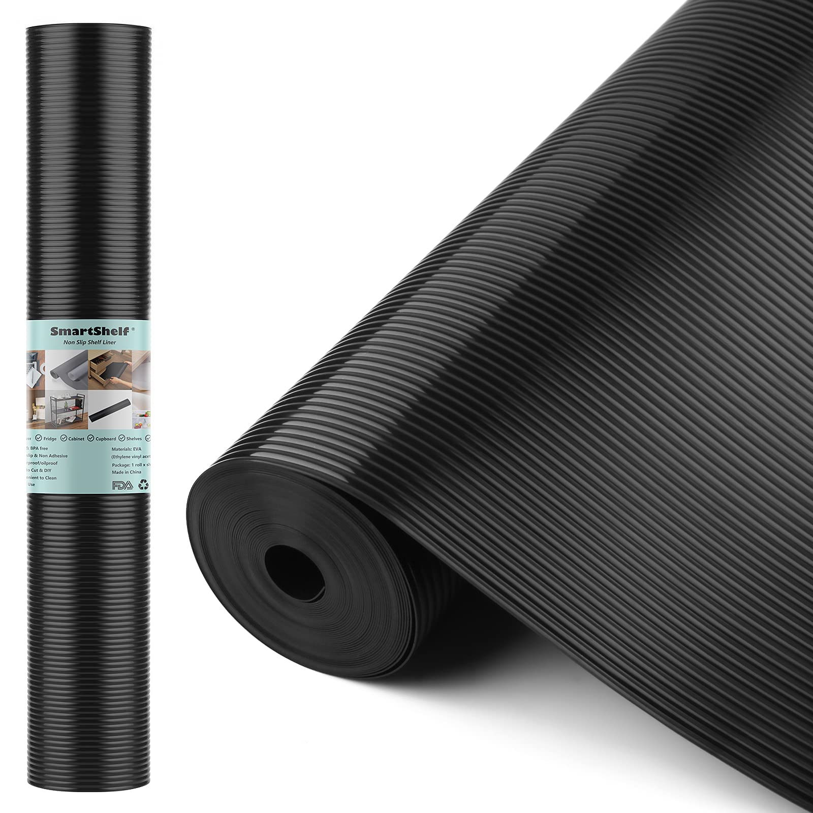 Non-Adhesive EVA Shelf Liners for Kitchen Cabinets, Drawers, Refrigerators & Desks - Washable Cabinet Mats (23.6