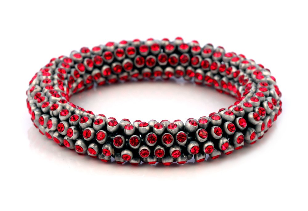 Celestia Adjustable Red Crystal Bracelet for Women - Elegant 7-inch Fashion Jewelry Gift for Parties, Weddings & Special Occasions