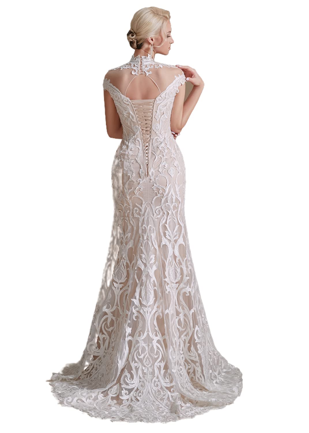 Elegant 2022 Lace Appliques Chiffon Wedding Dress for Bride - Long Sleeves Beach Gown for Women | Perfect for Beach Weddings, Outdoor Ceremonies & Romantic Photos