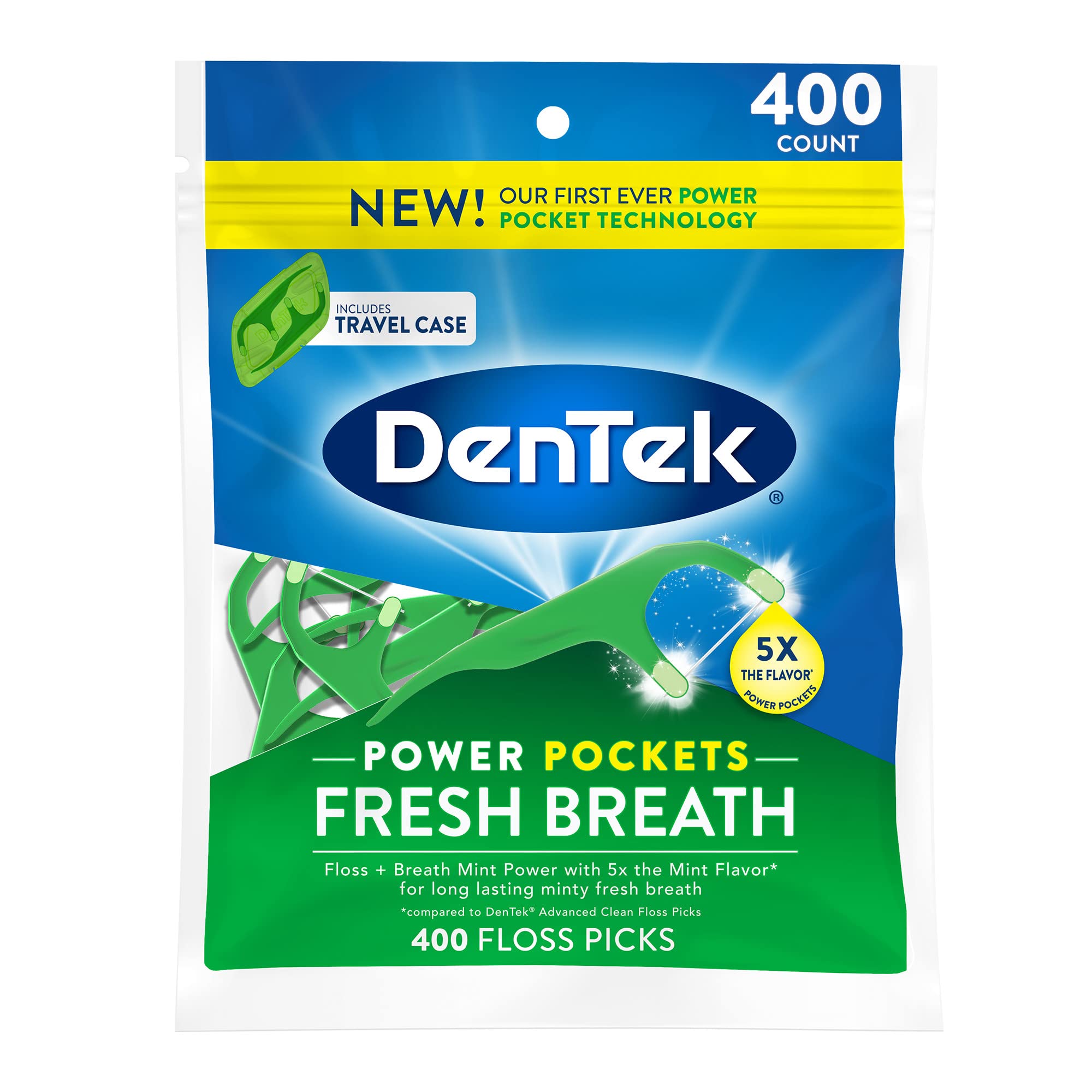 DenTek Fresh Breath Floss Picks - Mint Flavored Dental Flossers (400 Count) | Teeth Cleaning & Oral Care for Travel, Office & Home Use