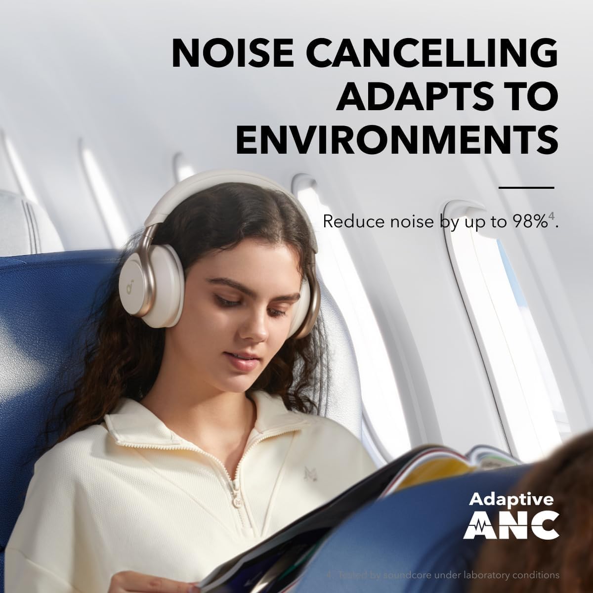 Anker Soundcore Space One Active Noise Cancelling Wireless Headphones - 2X Stronger Voice Reduction, 40H ANC Playtime, Hi-Res LDAC Audio, Bluetooth 5.3, App Control, Clear Calls (Renewed) - Perfect for Travel, Work & Commuting