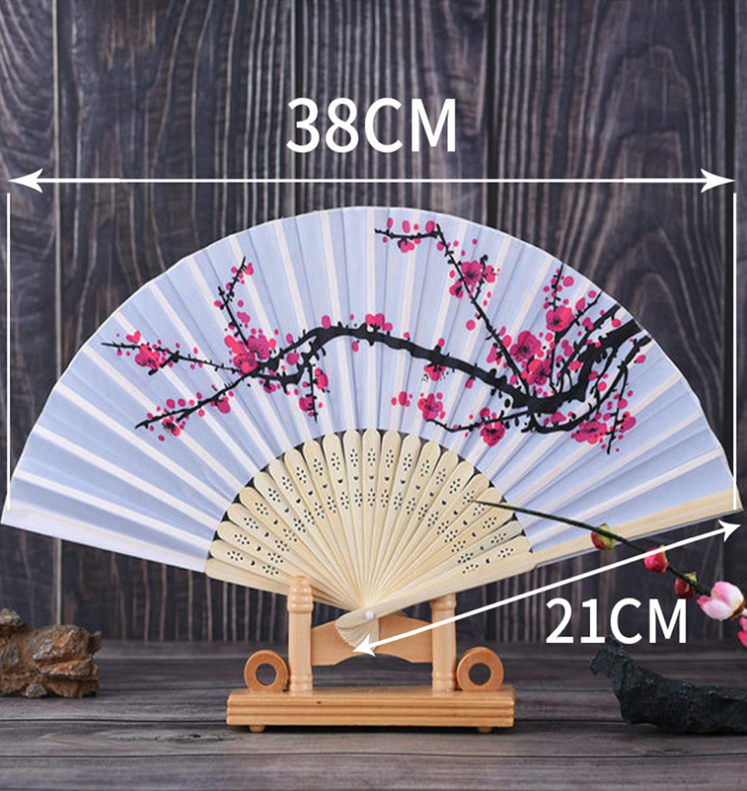 Elegant Cherry Blossom Silk Folding Hand Fan - Wedding Favors, Party Gifts for Women, DIY Decoration for Church Events & Music Festivals | Perfect for Bridal Showers, Asian-Themed Weddings & Summer Outdoor Celebrations