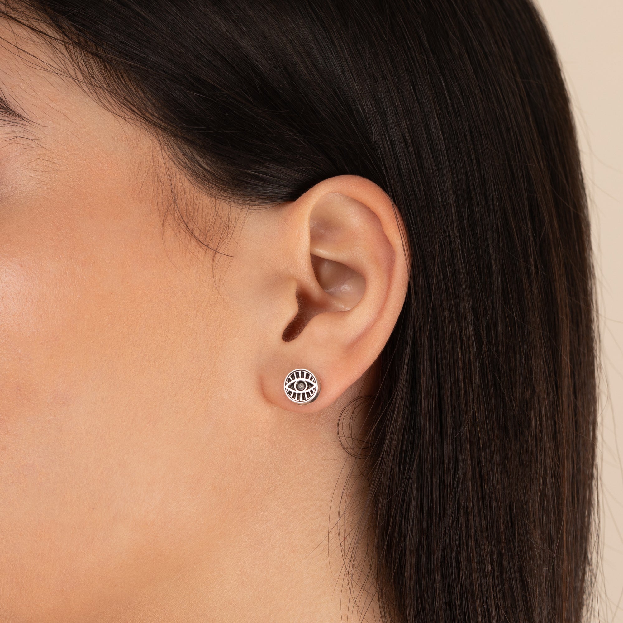 Evil Eye Stud Earrings for Women - Silver & Gold Circle Protection Jewelry - Perfect for Everyday Wear, Gifts & Spiritual Healing