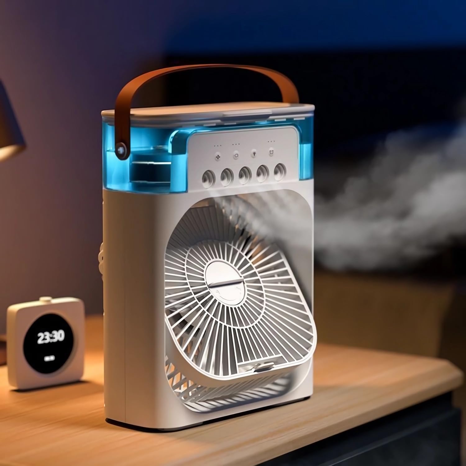 Icy Blast Fan - 4-in-1 Portable Mini Desk Fan with Mist Spray, Personal Air Cooler, Humidifier & LED Night Light | Pure Frost Cooling for Home, Office & Outdoor Use