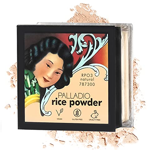 Palladio Natural Rice Powder - Oil Absorbing Loose Setting Powder for Smooth, Flawless Skin & Long-Lasting Makeup | Perfect for Daily Wear, Touch-Ups & Matte Finish Looks