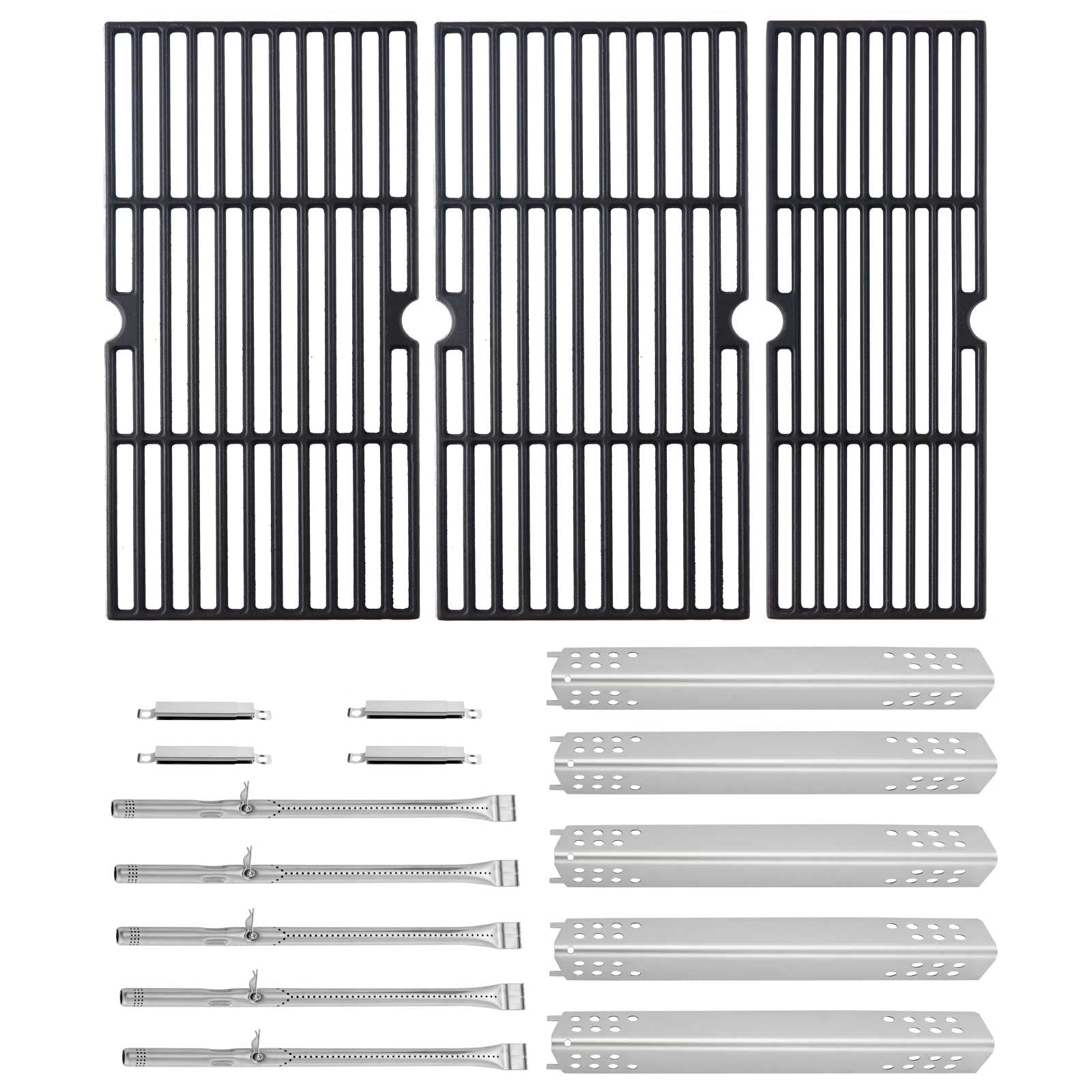 Charbroil Grill Replacement Parts - 5 Burner Grill Grates & Heat Plates - Compatible with Models 463347518, 463347519, 4633730139, 463373319, 463335517, 463342119, G470-5200-W1, G470-0004-W1A, G321-4C00-W1 - Perfect for BBQ Grill Repair & Maintenance