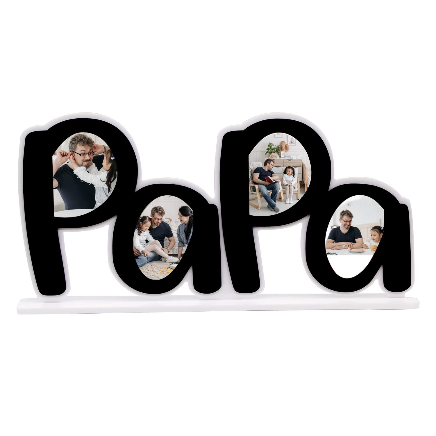 Custom Personalized Acrylic Picture Frame for Dad - Unique PaPa & DaD Shape Desktop Photo Frame - Perfect Father's Day & Birthday Gift from Son or Daughter - Ideal for Home, Office Desk Decor & Sentimental Keepsakes