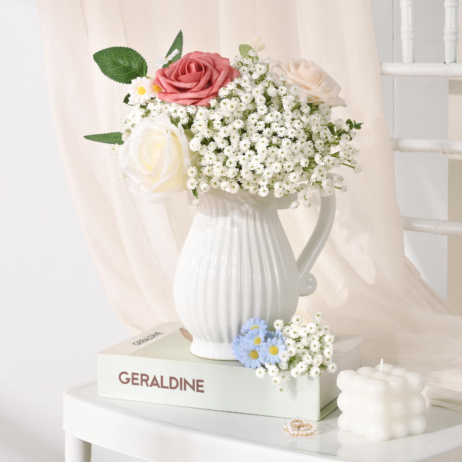 24Pcs Real Touch White Artificial Baby's Breath Flowers - 12.5 Inch Faux Gypsophila for Wedding Bouquets, Home Decor, Floral Arrangements | Perfect for Centerpieces, Bridal Showers & DIY Crafts