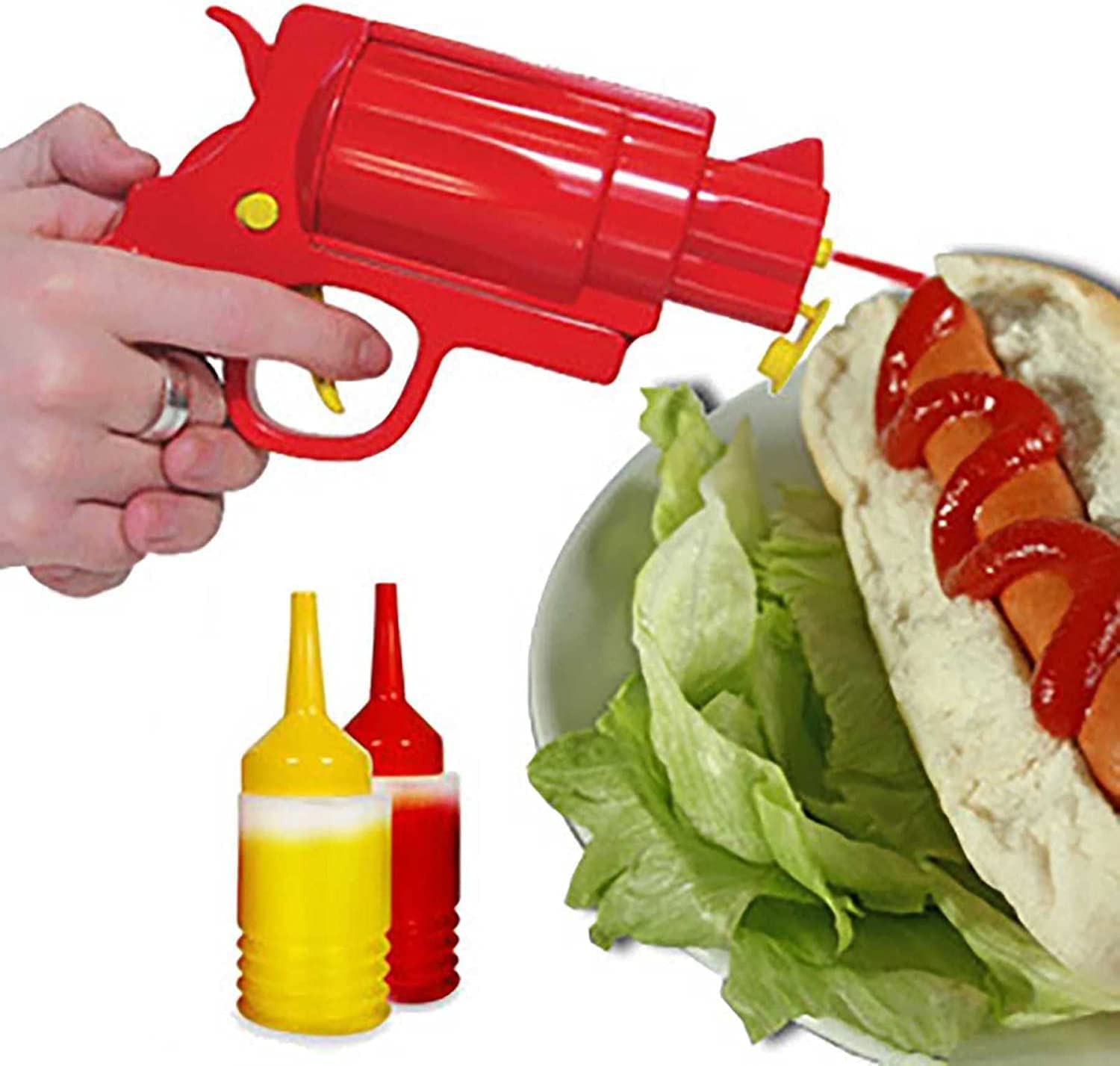 **Stainless Steel Ketchup & Mustard Dispenser Bottle - BBQ Hot Sauce Container for Grilling, Hot Dogs & Burgers - Perfect for Indoor & Outdoor Kitchen Use, Picnics & Camping**