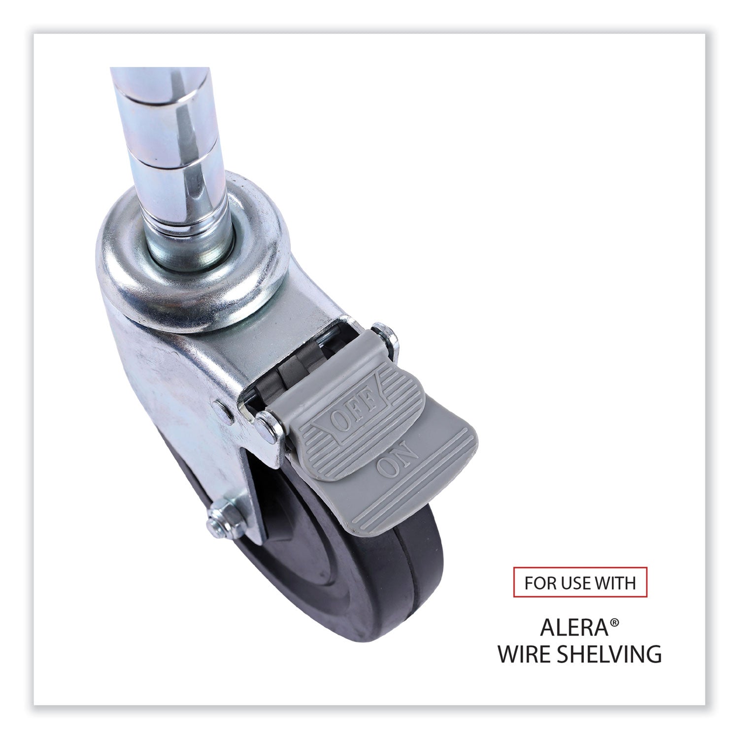 **Alera® Wire Shelving Casters with Hooded Design - 5-Wheel Set (2 Locking, Black) for Secure Mobility in Warehouses & Retail Storage**