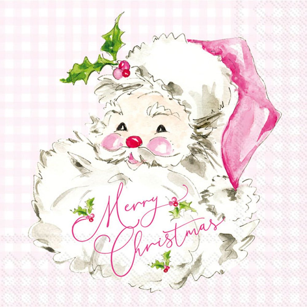 Festive Pink Santa Cocktail Napkins - 50 Pack Holiday Party Decorations for Christmas, New Year & Winter Celebrations - Perfect for Cocktail Parties, Dinner Gatherings & Festive Home Decor