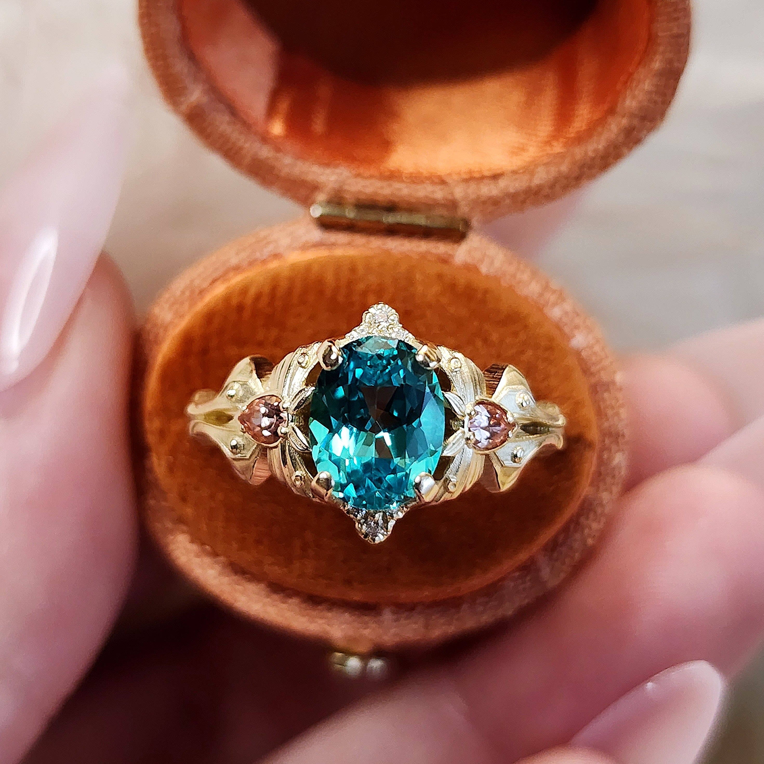 Luna Moth Engagement Ring Setting - Customizable Colored Gem Pear Ring for Unique Wedding Jewelry | Perfect for Proposal, Anniversary, and Bridal Gift