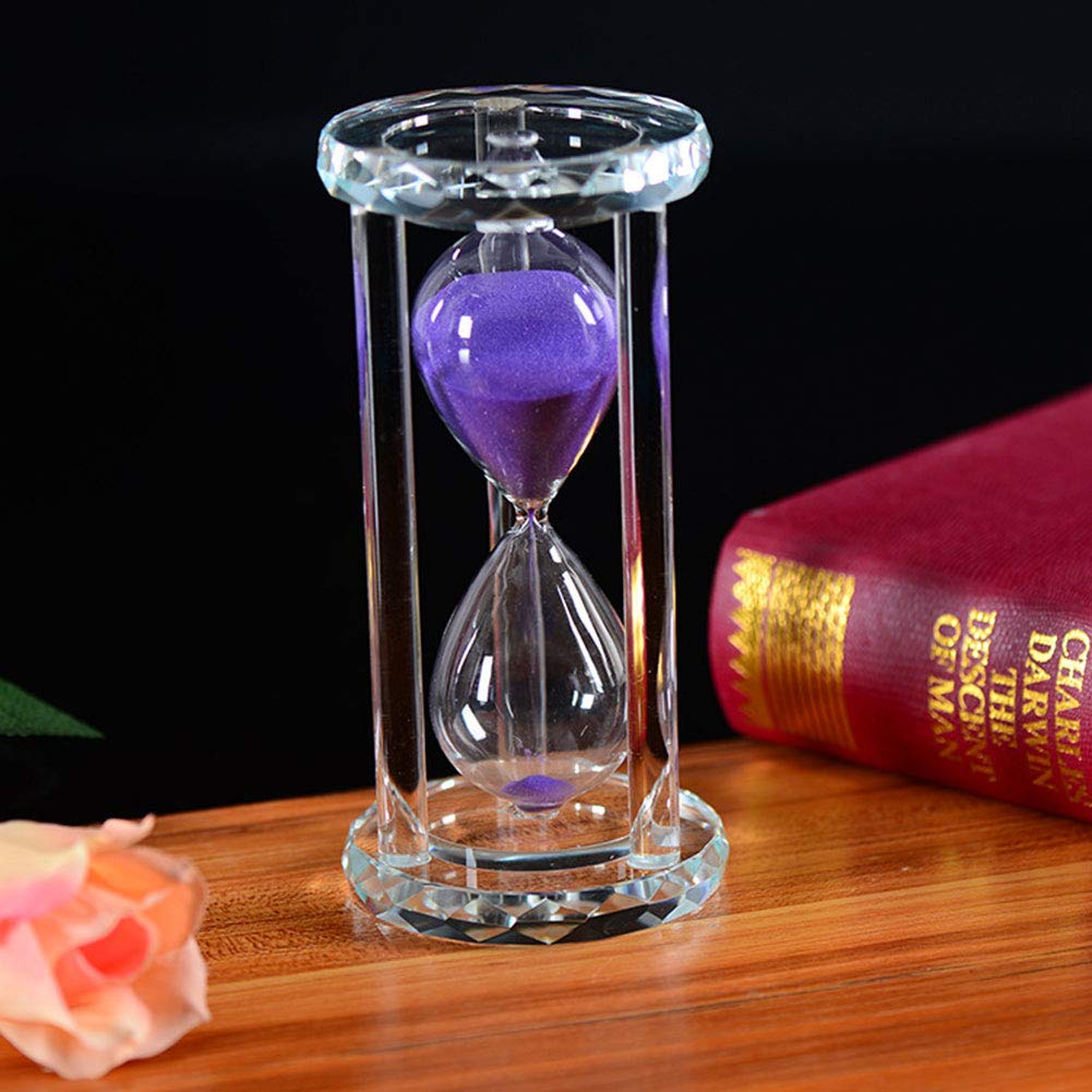 60 Minute Purple Crystal Hourglass Sand Timer - Elegant Kitchen Cooking Timer, Home Office Decor, Unique Christmas & Birthday Gift for Adults & Kids - Perfect for Baking, Meditation, Study & Time Management