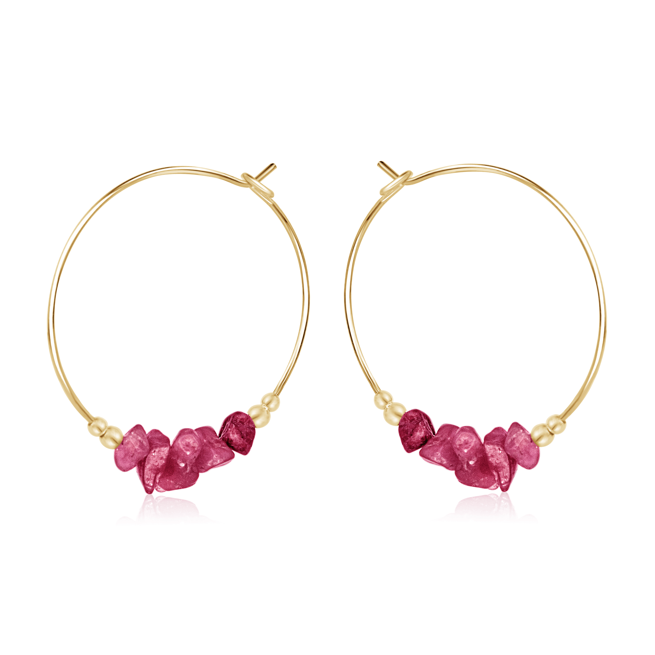 Ruby Crystal Chip Large Hoop Earrings for Women - Elegant Dangling Statement Jewelry for Parties, Weddings & Everyday Wear