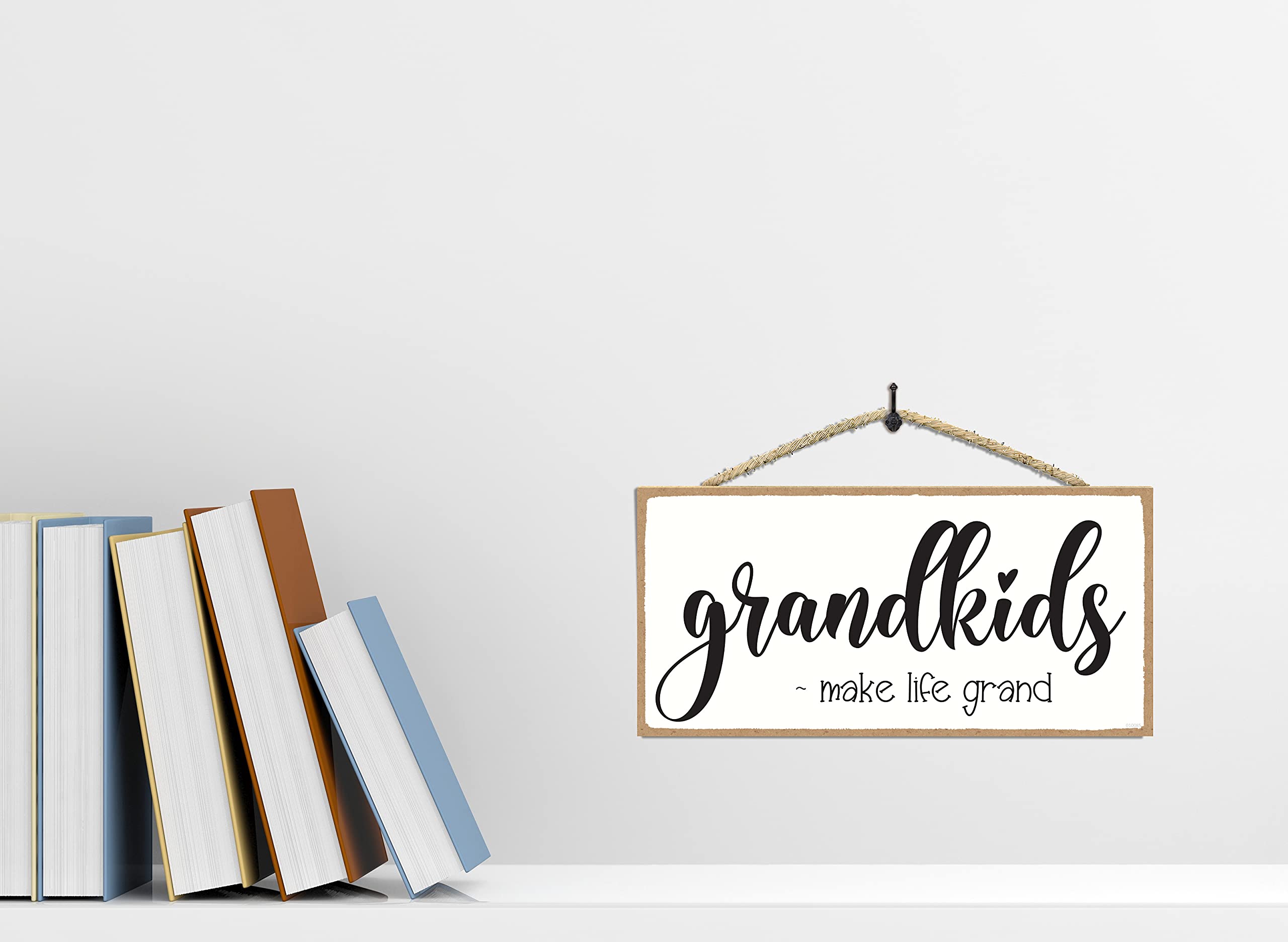 Grandkids Make Life Grand Sign - Rustic Wooden Wall Decor for Grandparents - 5x10 Inch Heartwarming Home Gift - Perfect for Nursery, Living Room & Family Gifts