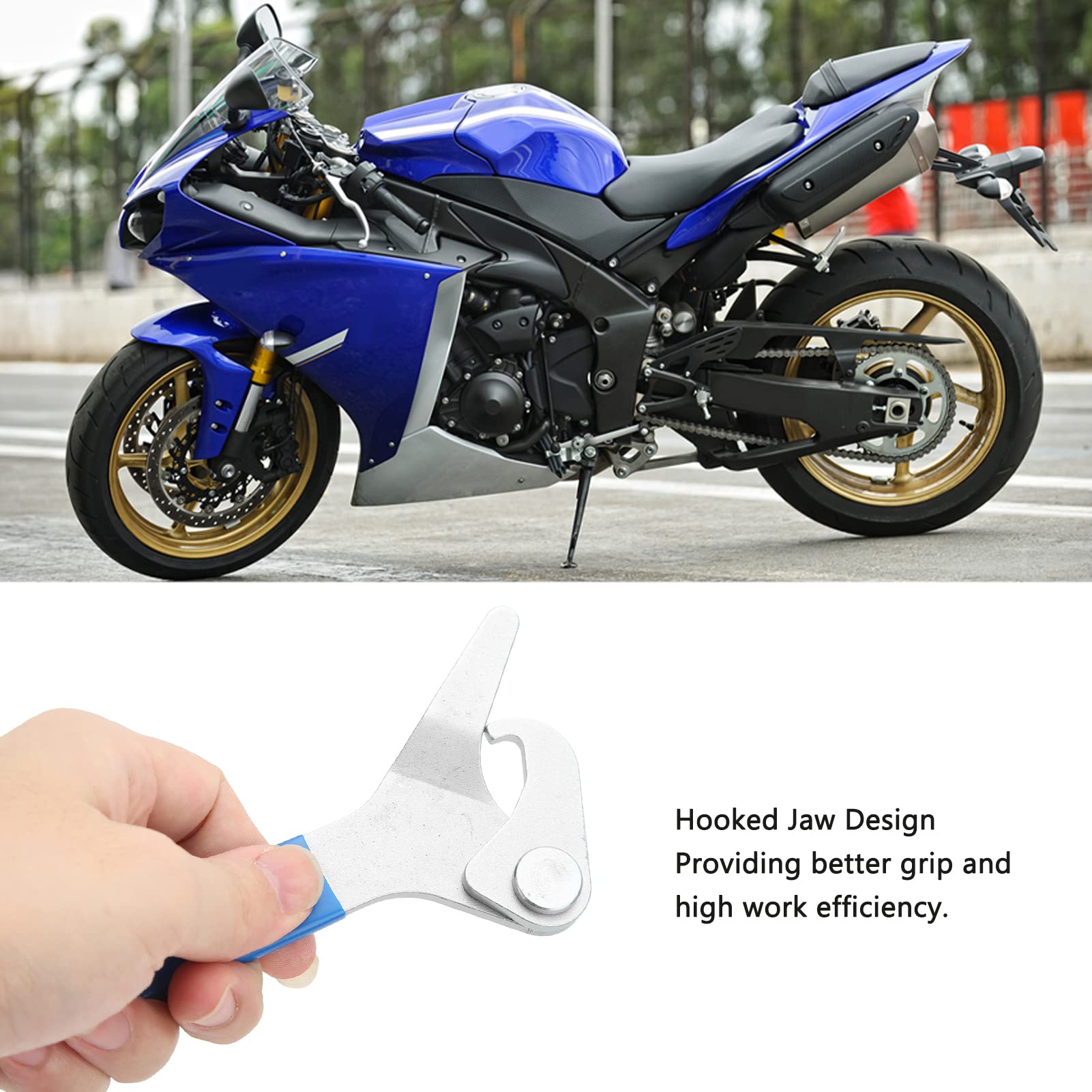 Acouto Adjustable Shock Wrench - Motorcycle Shock Spanner Tool with Anti-Slip Hooked Jaw for 35mm-75mm Spring Collars - Perfect for Suspension Maintenance & Off-Road Bike Repairs