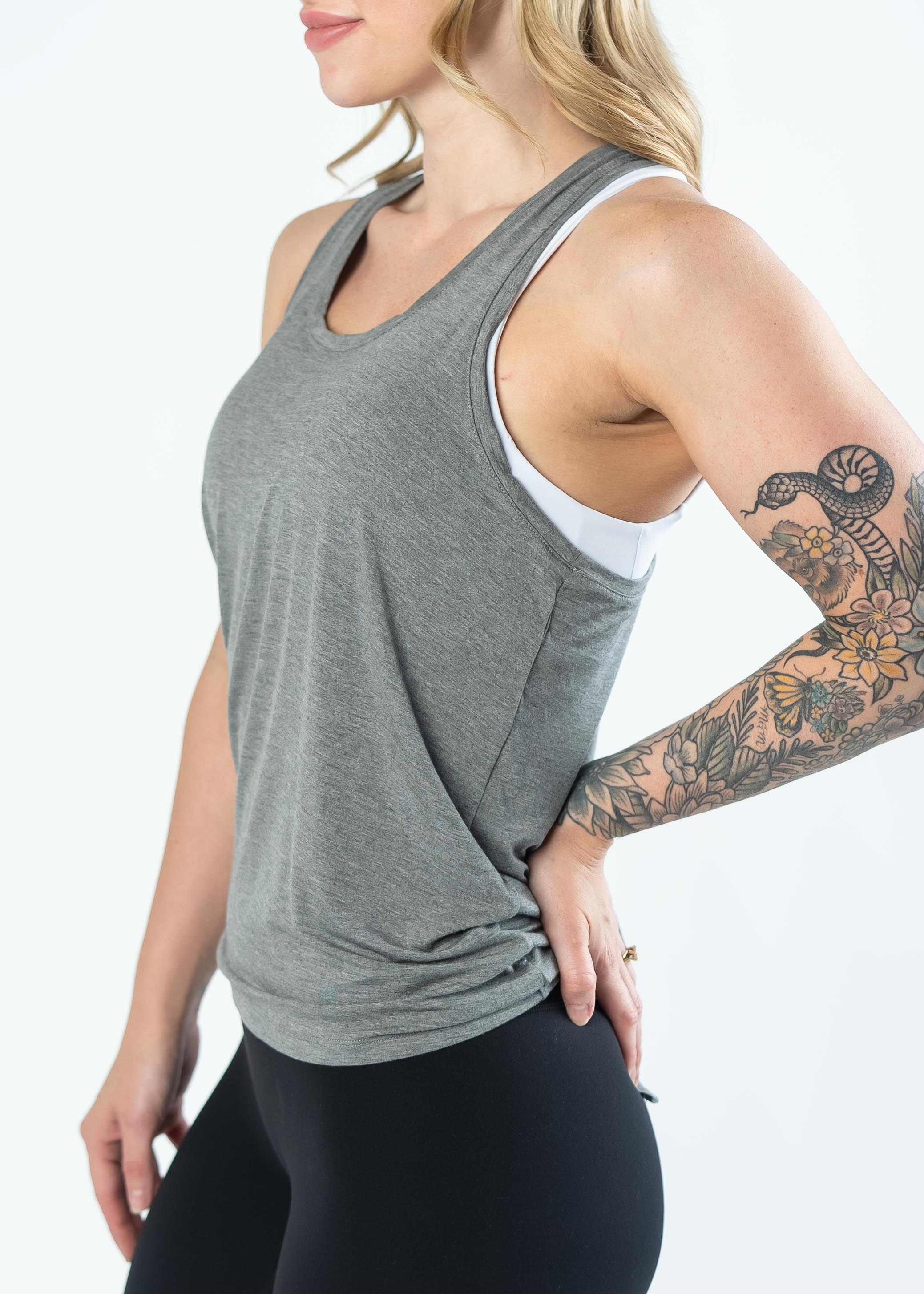 Women's Grey Tie Back Tank Top - Comfortable & Stylish for Summer, Beach, and Casual Wear